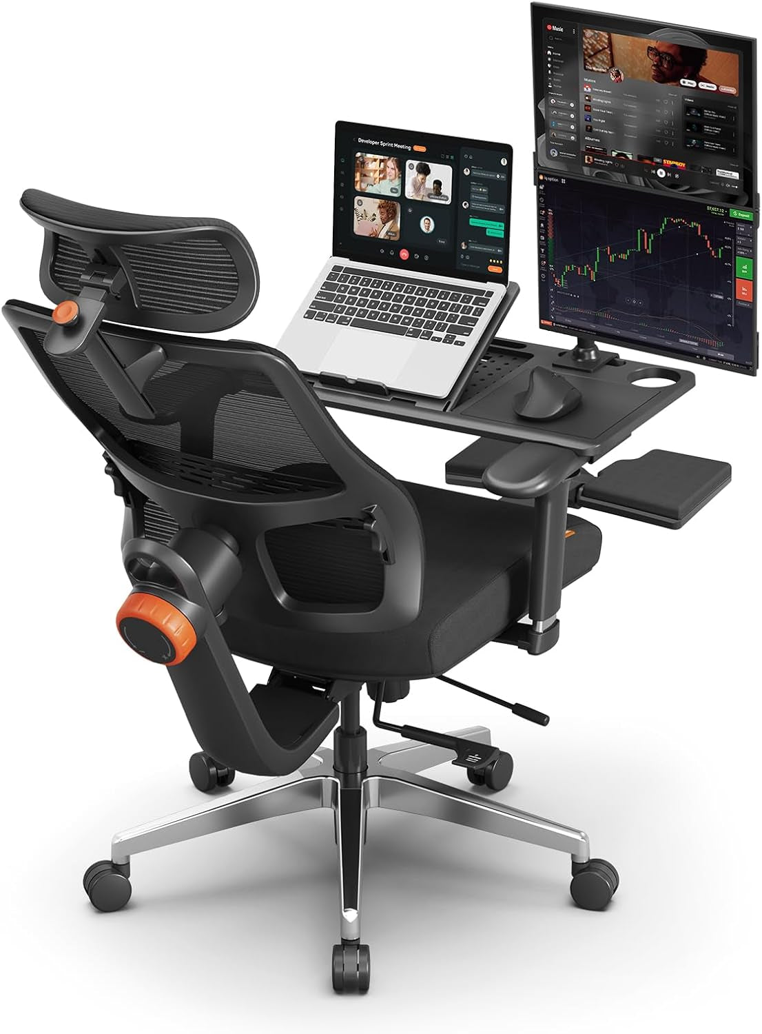 Ergonomic Office Chair with Footrest - Home Office Desk Chair with Adaptive Lumbar Support, 4D Armrest, Adjustable Seat Depth & Height