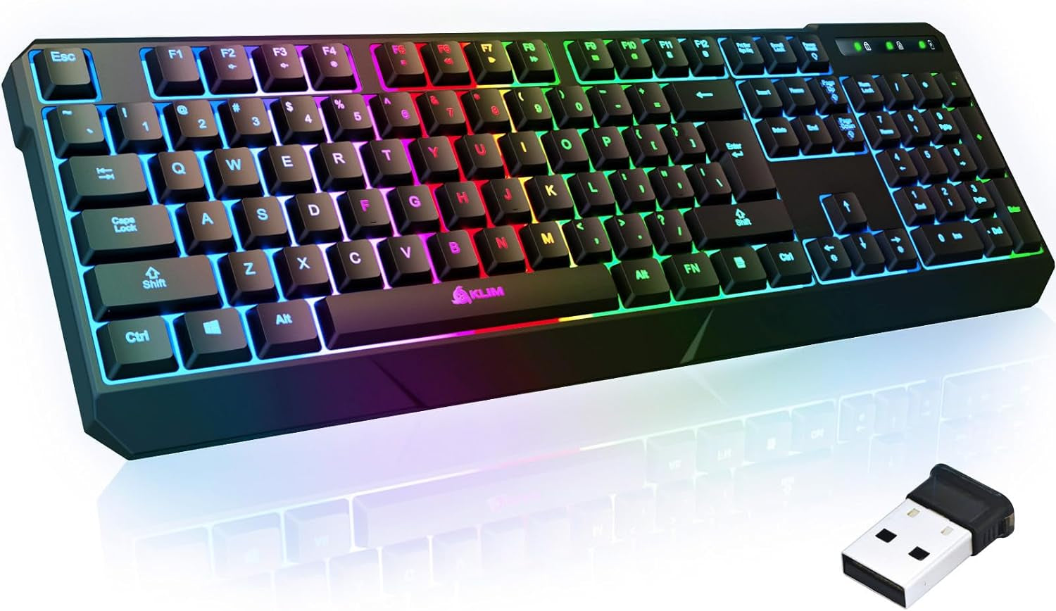 Chroma Wireless Gaming Keyboard RGB New - Long-Lasting Rechargeable Battery - Quick and Quiet Typing - Water Resistant Backlit Wireless Keyboard for PC PS5 PS4 Mac - Black