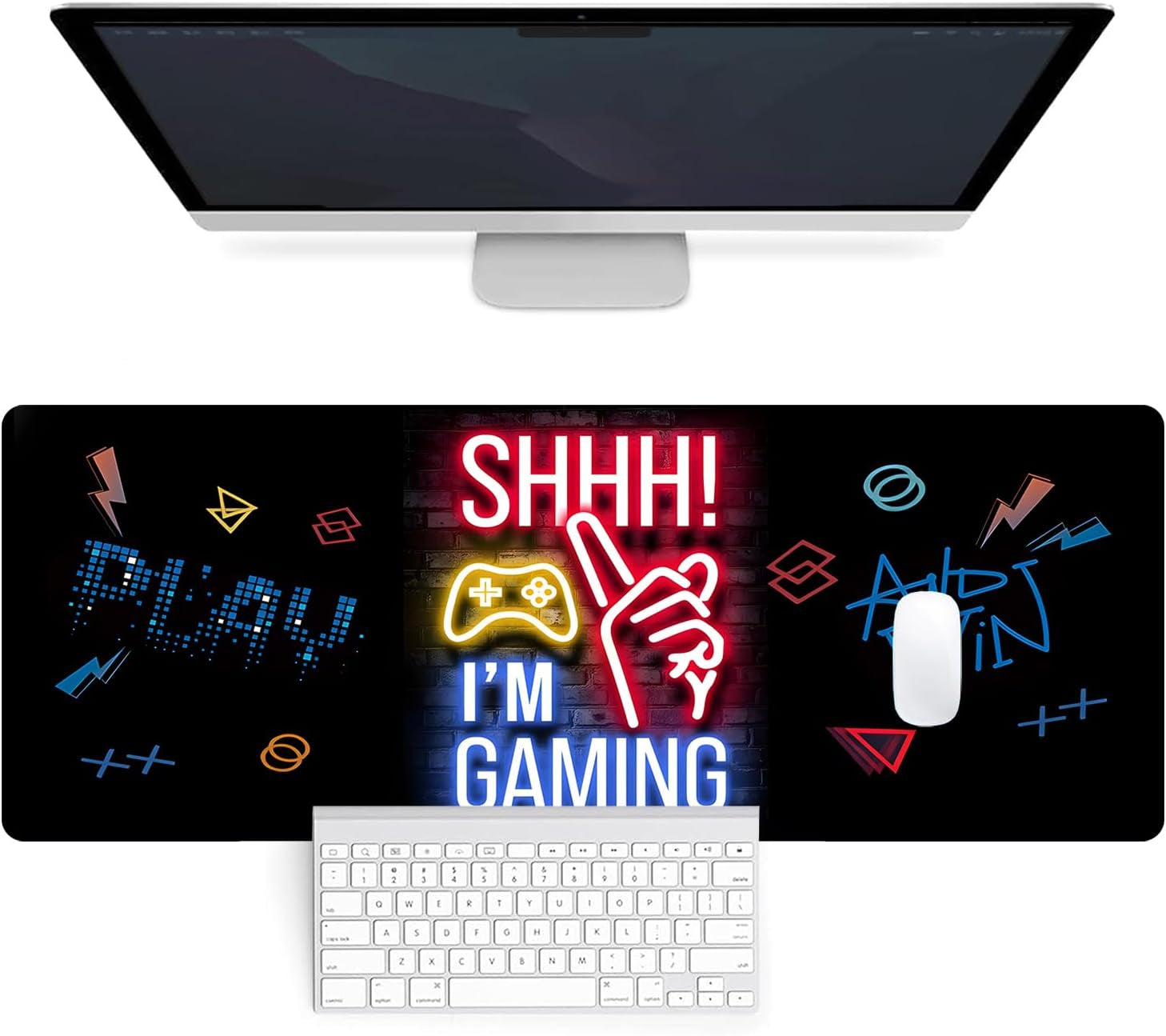 Mouse Pad 80X30Cm Gaming Mouse Pad Extended Large Computer Keyboard Mouse Mat Desk Pad with Soft Smooth Surface and Anti-Slip Rubber Base Gaming Mats for Desk Gamer Office Home (Game-E)