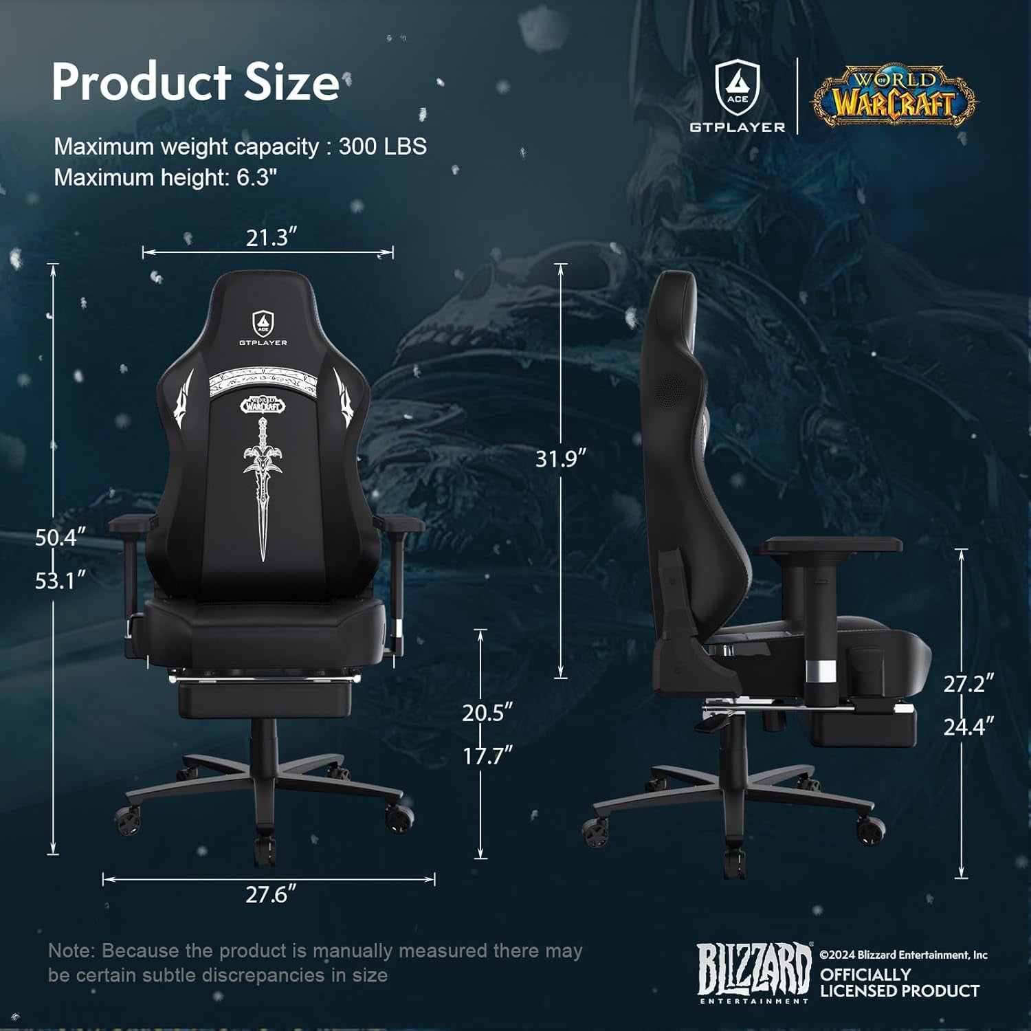 World of Warcraft Edition Video Gaming Chair, Ergonomic Computer Chairs with Footrest and Adjustable Armrest, Height Adjustable Desk Chair with Lumbar Support for Office & Gaming,White