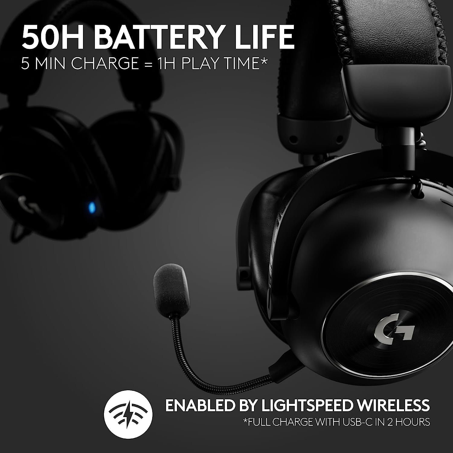 PRO X 2 Lightspeed Wireless Gaming Headset: Wireless Gaming Headphones with Mic, 50Mm Graphene Drivers, 2.02.0—7.1 Surround, Bluetooth/Usb/3.5Mm Aux, for Ps4/Ps5/Pc/Nintendo Switch - Black