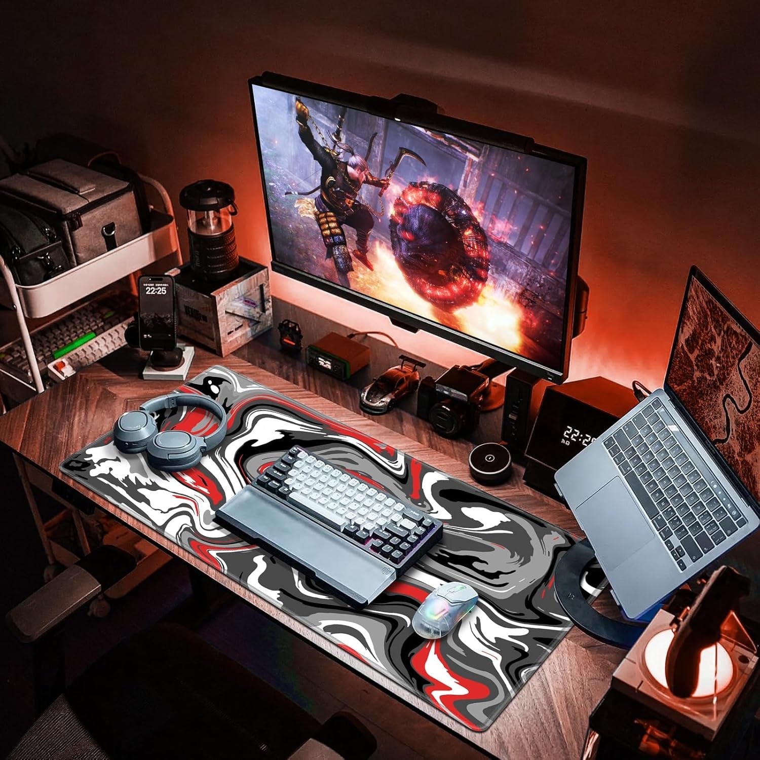 Gaming Mouse Pad, Fluid Pattern Mouse Pad 31.5X11.8Inch Large Extended Computer Mouse Mat Keyboard Full Desk Mousepad for Gaming, Office, Home
