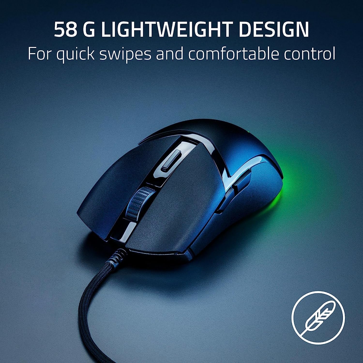 Cobra Gaming Mouse: 58G, Gen-3 Optical Switches, Chroma RGB Lighting, 8500 DPI Sensor, PTFE Feet, Speedflex Cable - Black