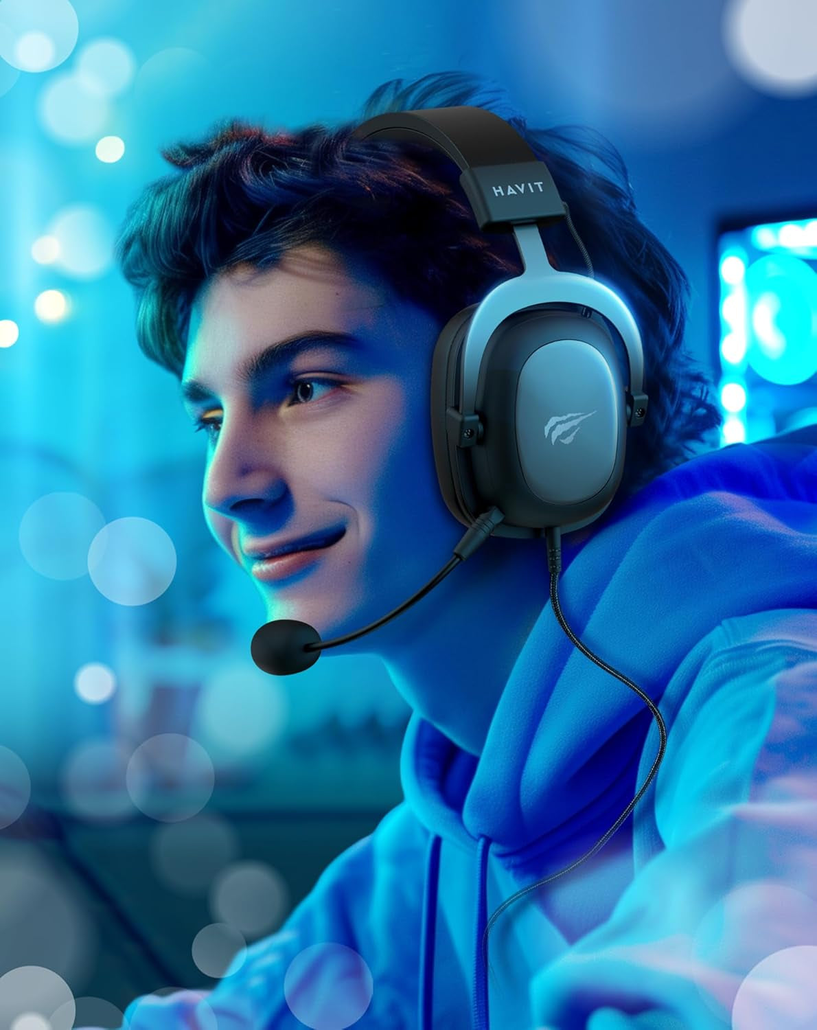 H2002D Gaming Headsets for PS4,PC, 50MM Drivers Surround Sound PS5 Headset with Mic Gaming Headphones with Mic Durable Aluminum Frame Valentines Gifts for Men