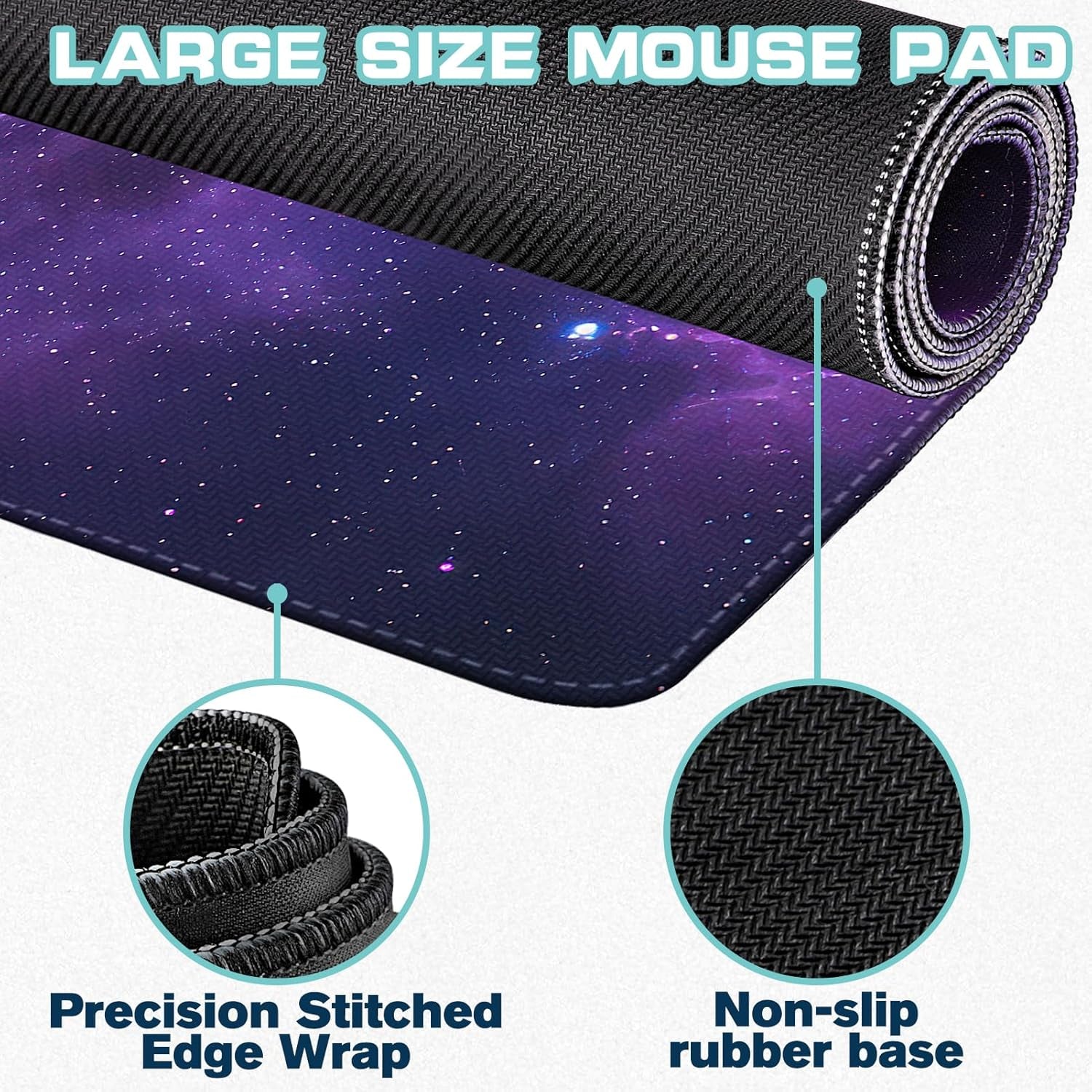 Mouse Pad Gaming - Desk Mat for Keyboard and Mouse - Large Mouse Pads for Desk, Gaming Mousepad with Non-Slip Base, Desk Pad (31.5" X 11.8") for Gaming, Office and Home (Galaxy Space)