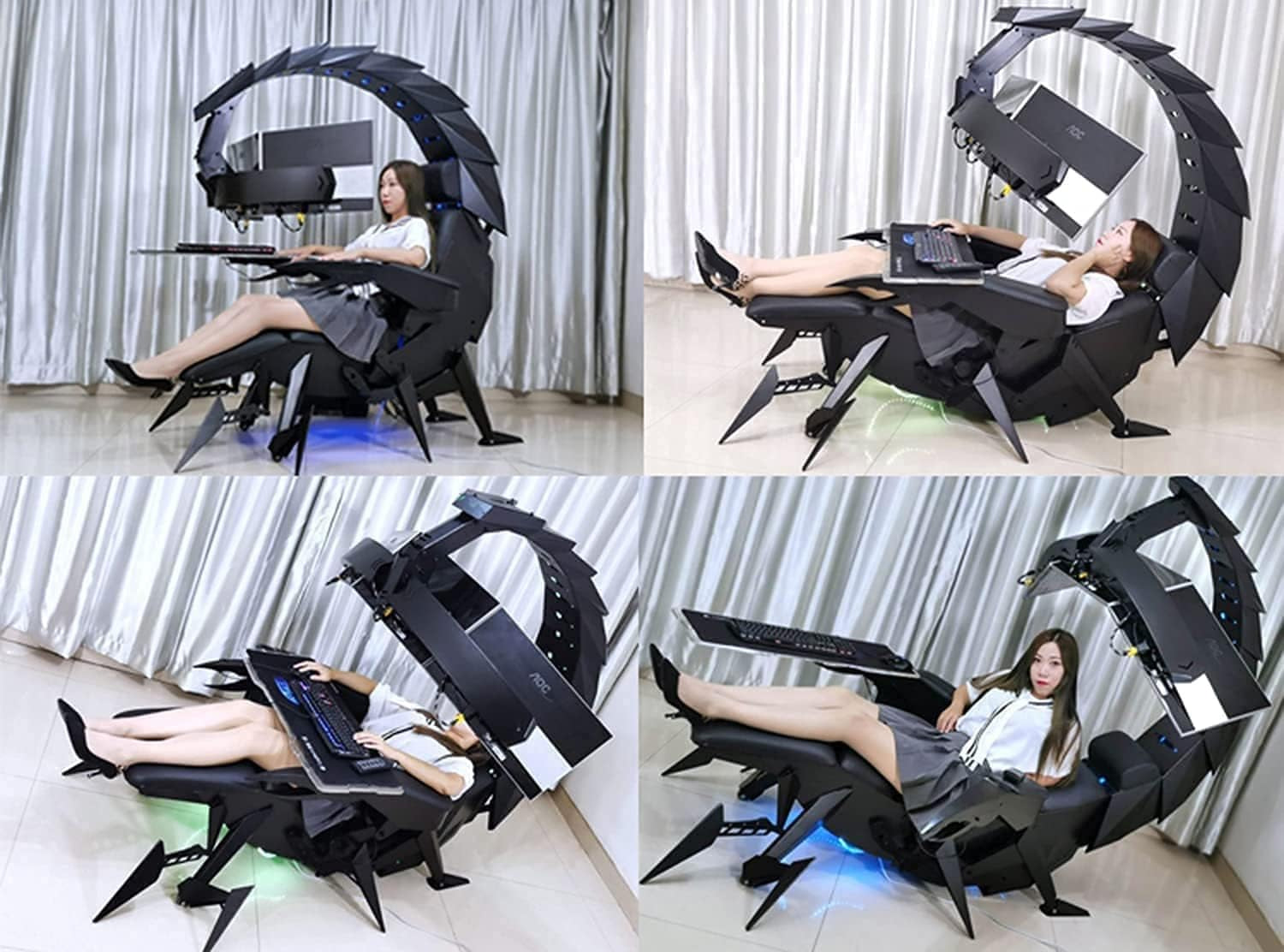 Gaming Chair Comfortable Luxury Gaming Chair Ergonomic Computer Cockpit Chair Comfortable Racing Simulator Game Chair with Hanging 3 Screens C