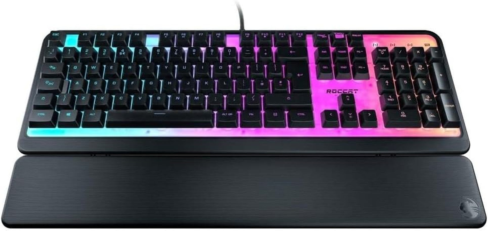 Magma Silent Membrane Switch PC Gaming Keyboard with 5 Zone/10 LED AIMO RGB Top Plate and Detachable Palm Rest - Black