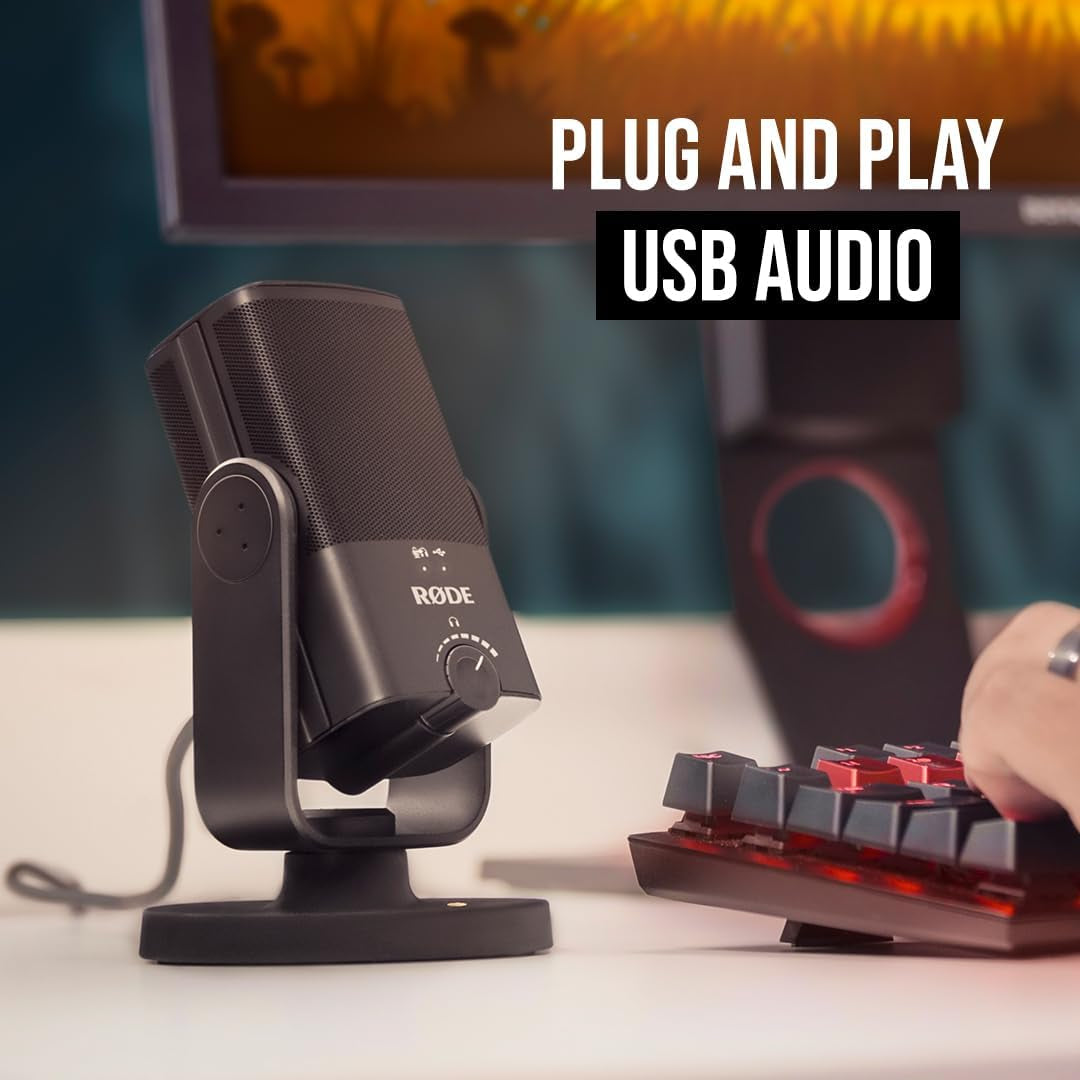 RØDE NT-USB Mini Versatile Studio-Quality Condenser USB Microphone with Free Software for Podcasting, Streaming, Gaming, Music Production, Vocal and Instrument Recording,Black