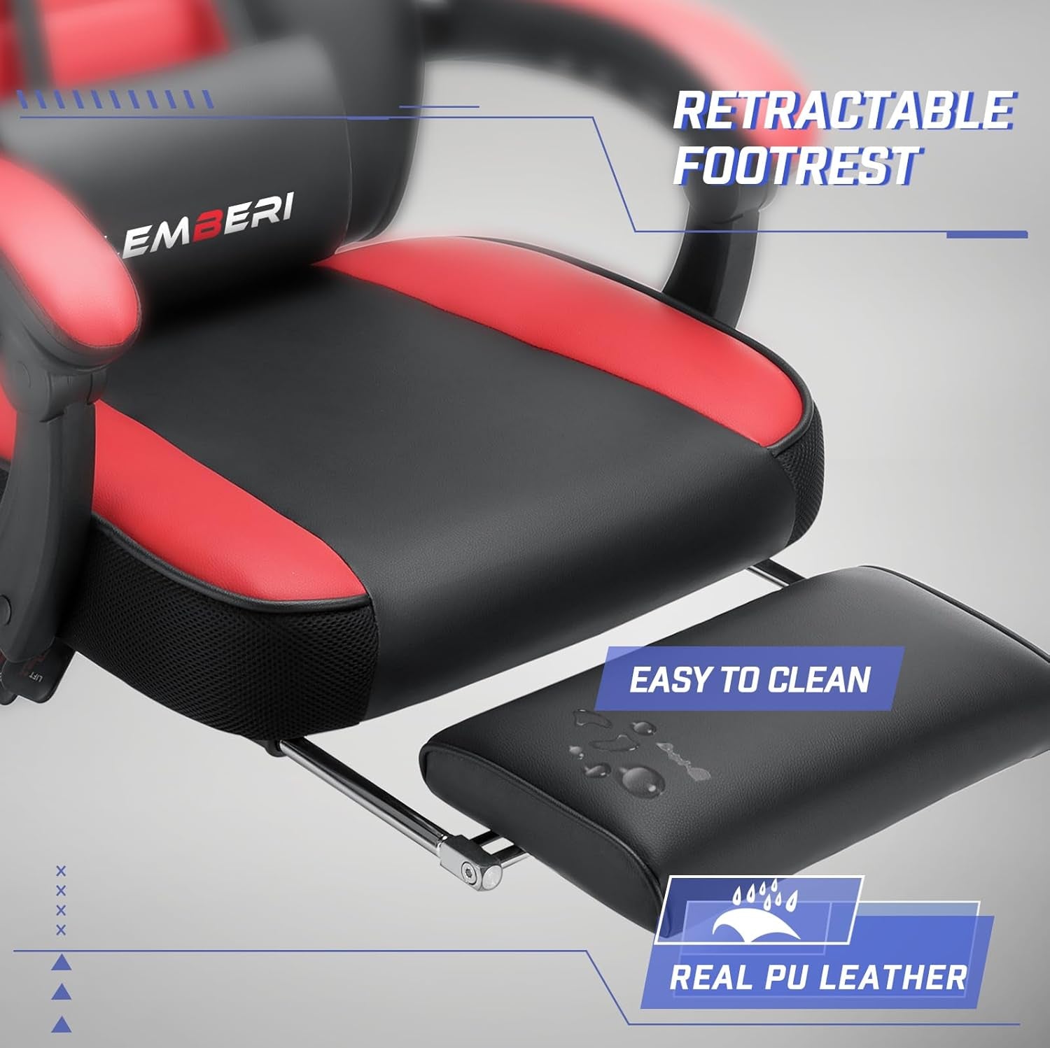 Video Game Chairs with Footrest, Big and Tall Gamer Chair for Adults, 400Lb Capacity, Racing Style Computer Chair with Headrest and Lumbar Support