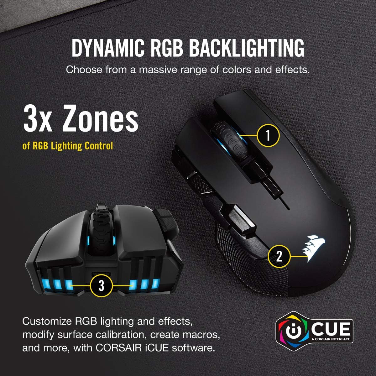 IRONCLAW WIRELESS RGB Rechargeable Gaming Mouse with Slipstream Technology - 18,000 DPI - 3-Zone RGB Multi-Color Backlighting - Black