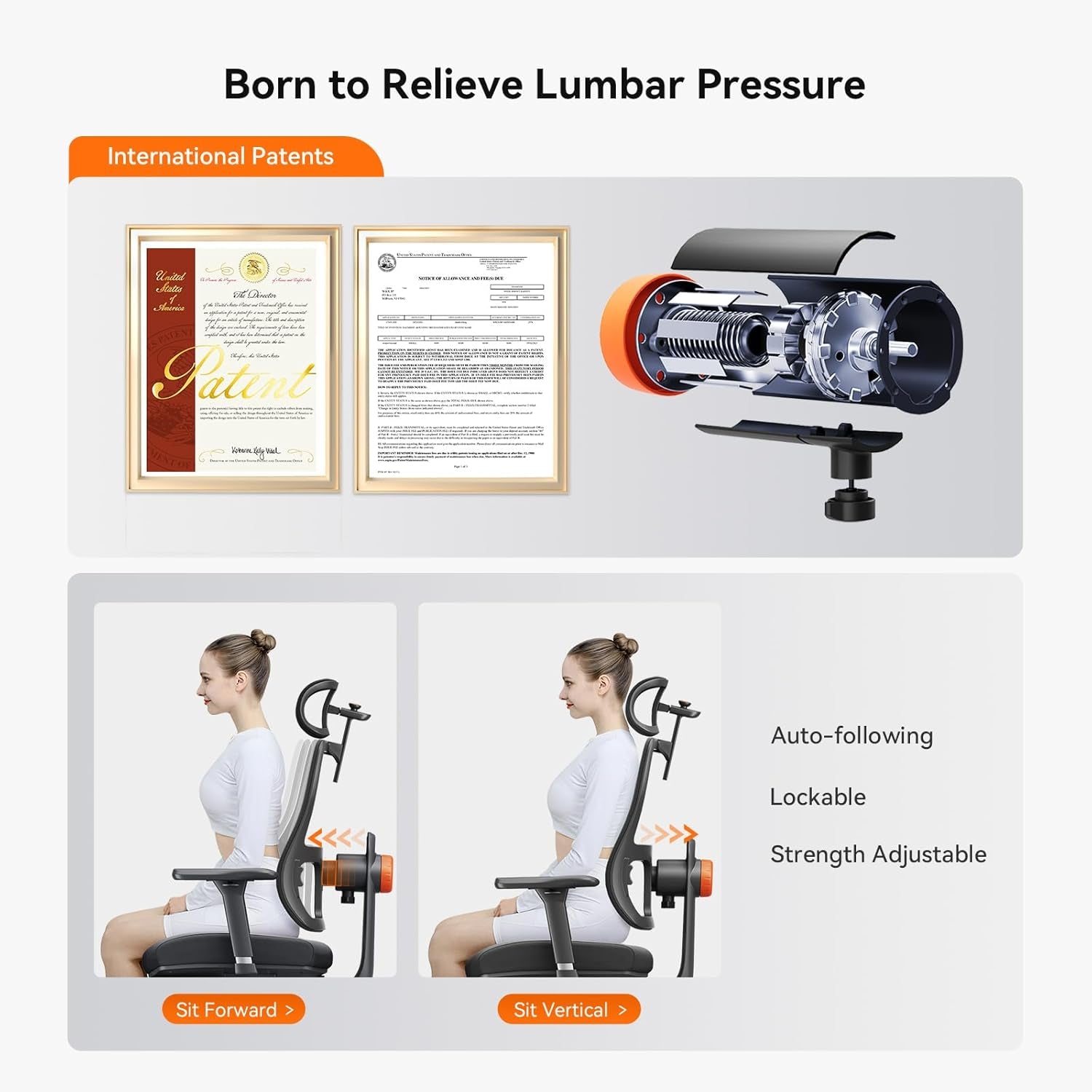 Ergonomic Office Chair with Footrest - Home Office Desk Chair with Adaptive Lumbar Support, 4D Armrest, Adjustable Seat Depth & Height
