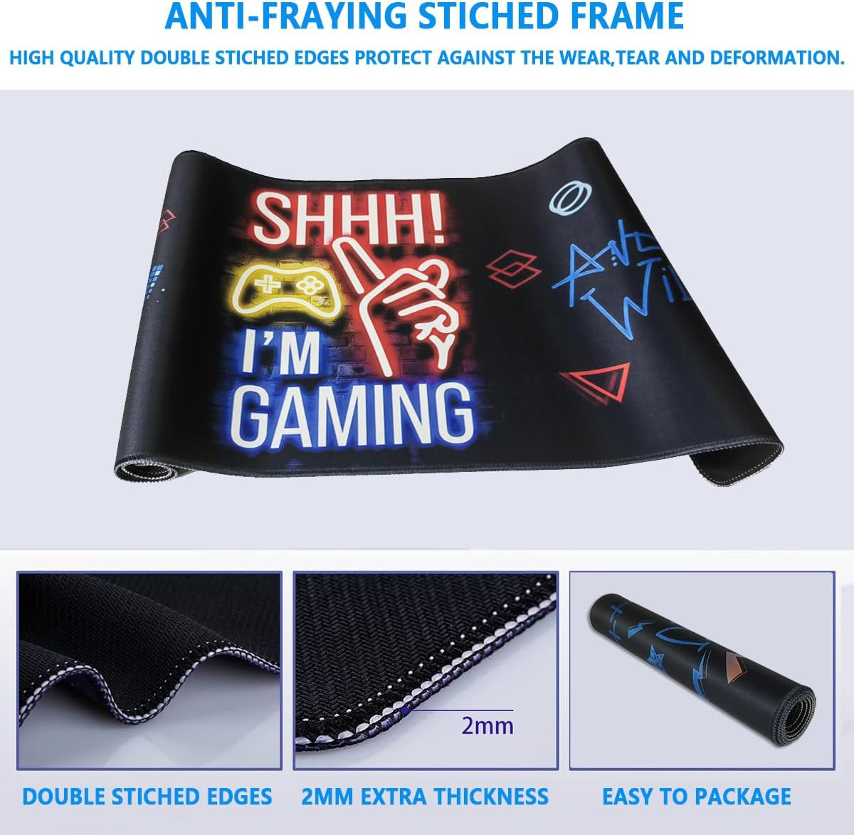 Mouse Pad 80X30Cm Gaming Mouse Pad Extended Large Computer Keyboard Mouse Mat Desk Pad with Soft Smooth Surface and Anti-Slip Rubber Base Gaming Mats for Desk Gamer Office Home (Game-E)