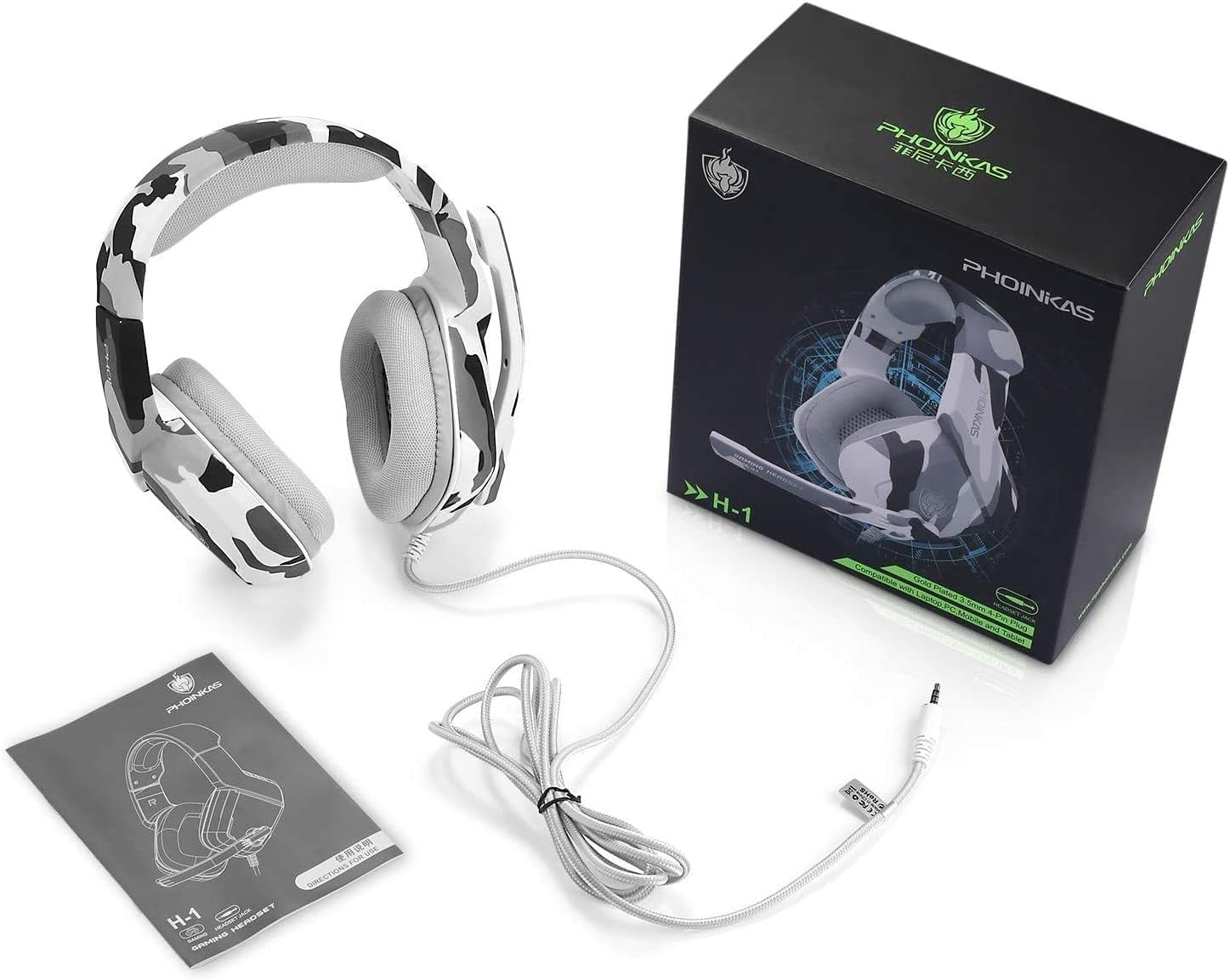 Gaming Headset for PS4, Xbox One, PC, Laptop, Mac, Nintendo Switch, 3.5MM PS4 Stereo Headset over Ear Headphones with Noise-Cancelling Mic, Bass Surround - Camo