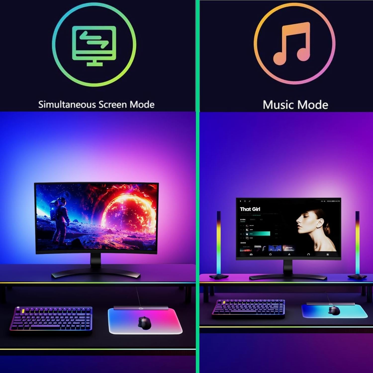 Illuminated Gaming Mouse Mat, Fully Illuminated RGB Gaming Mouse Pad, LED Gaming Pad for Mouse and Keyboard, Chasing Light Mouse Pad, Detachable USB Cable, 18Pcs Lights, 14 * 12Inches