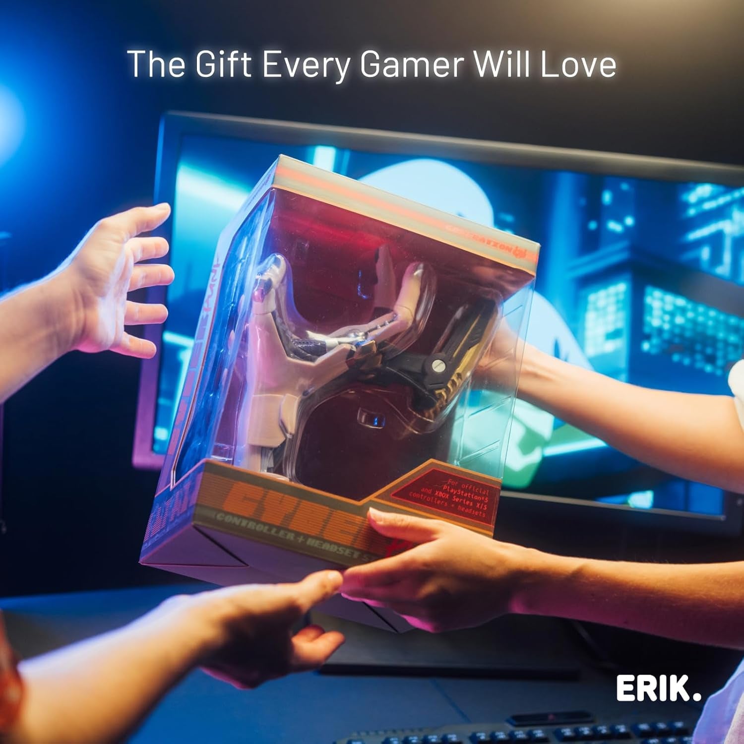 Cyberpunk Gaming Controller Holder | Gaming Headset Stand | Gaming Stuff & Gaming Room Decor | Controller Stand Perfect for Gamer Gifts | 6.3 X 7.9 X 10.8 In