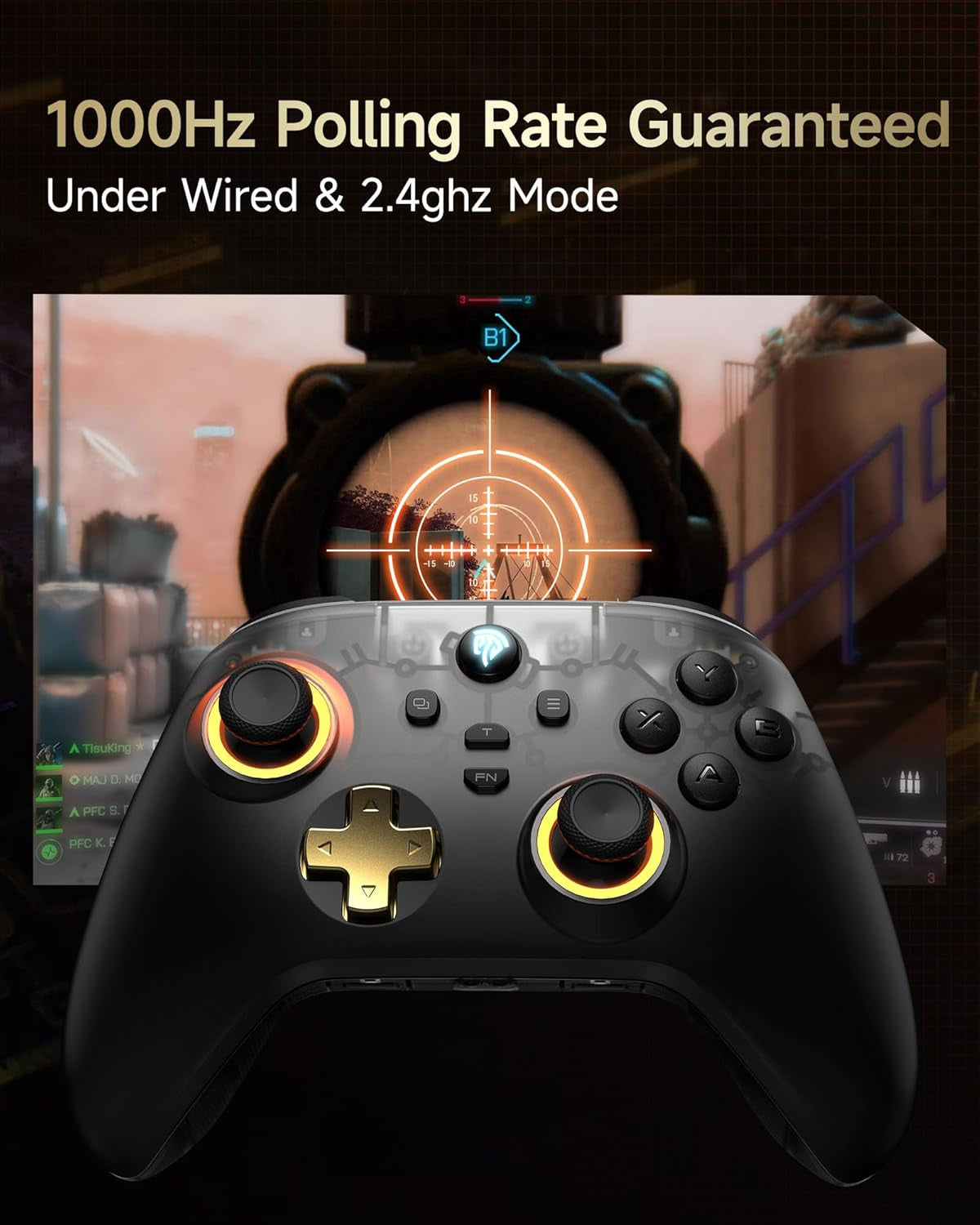D05 PC Controller - Enhanced Wireless Bluetooth Pro Controller with Charging Dock/Hall Sensor/Rgb Lighting - No Stick Drift, No Dead Zone - Work for Windows PC, Android, Steam and Switch