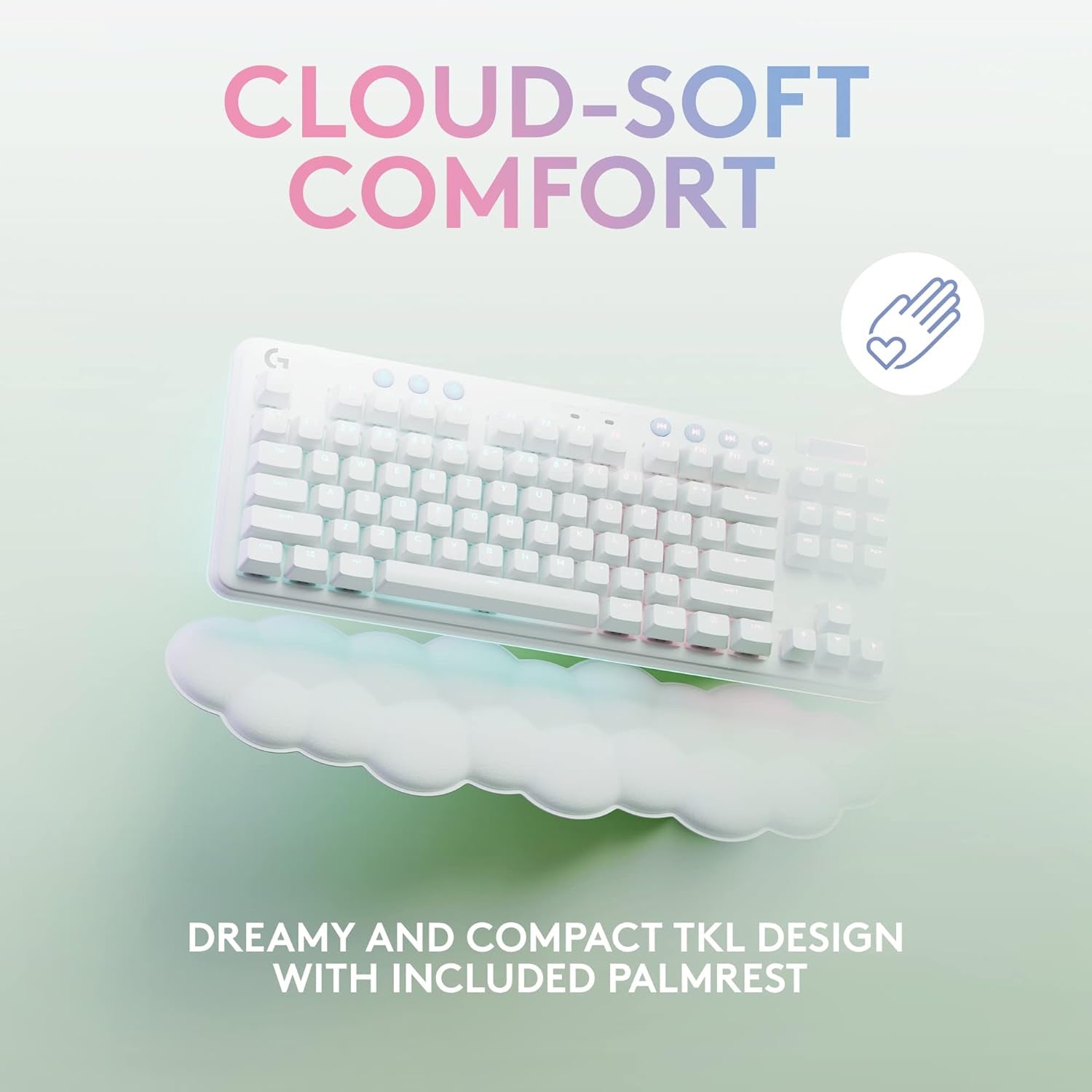 715 Wireless Mechanical Gaming Keyboard with LIGHTSYNC RGB, LIGHTSPEED, Tactile Switches (GX Brown), and Keyboard Palm Rest, Pc/Mac Compatible - White Mist