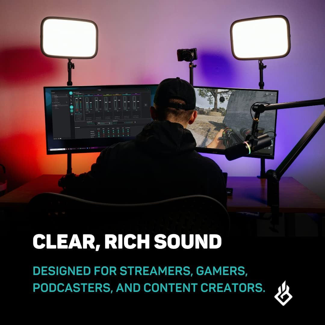 Dark Dynamic USB Mic for PC - Professional Microphone for Podcast, Gaming, Streaming - Studio-Quality Desk Mic for Youtube, Twitch, and Recording. Microphone for PC, Gaming & Streaming