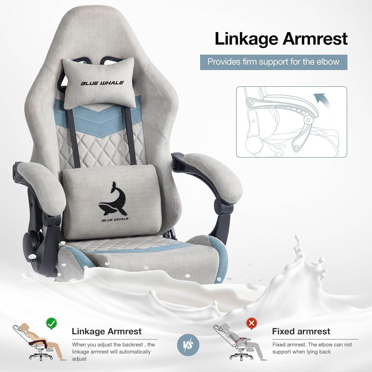 Gaming Chair for Adult 350Lbs Computer Chair with Adjustable Lumbar Support Headrest and Footrest Large Size Reclining Gaming Chair Big and Tall Linkage Armrest