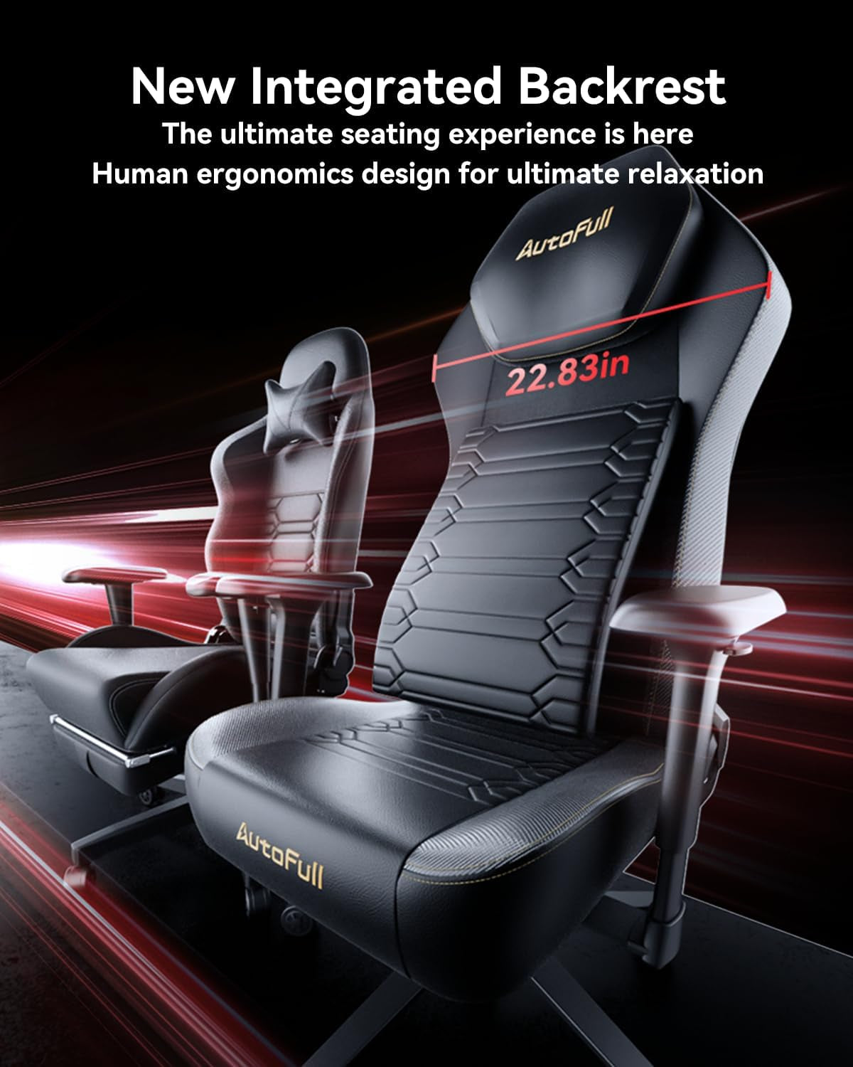 M5 Gaming Chair, Ergonomic Office Chair with Dynamic Lumbar Support, 4D Adjustable Armrests, and High-Back Design for PC Gaming with Footrest, Black