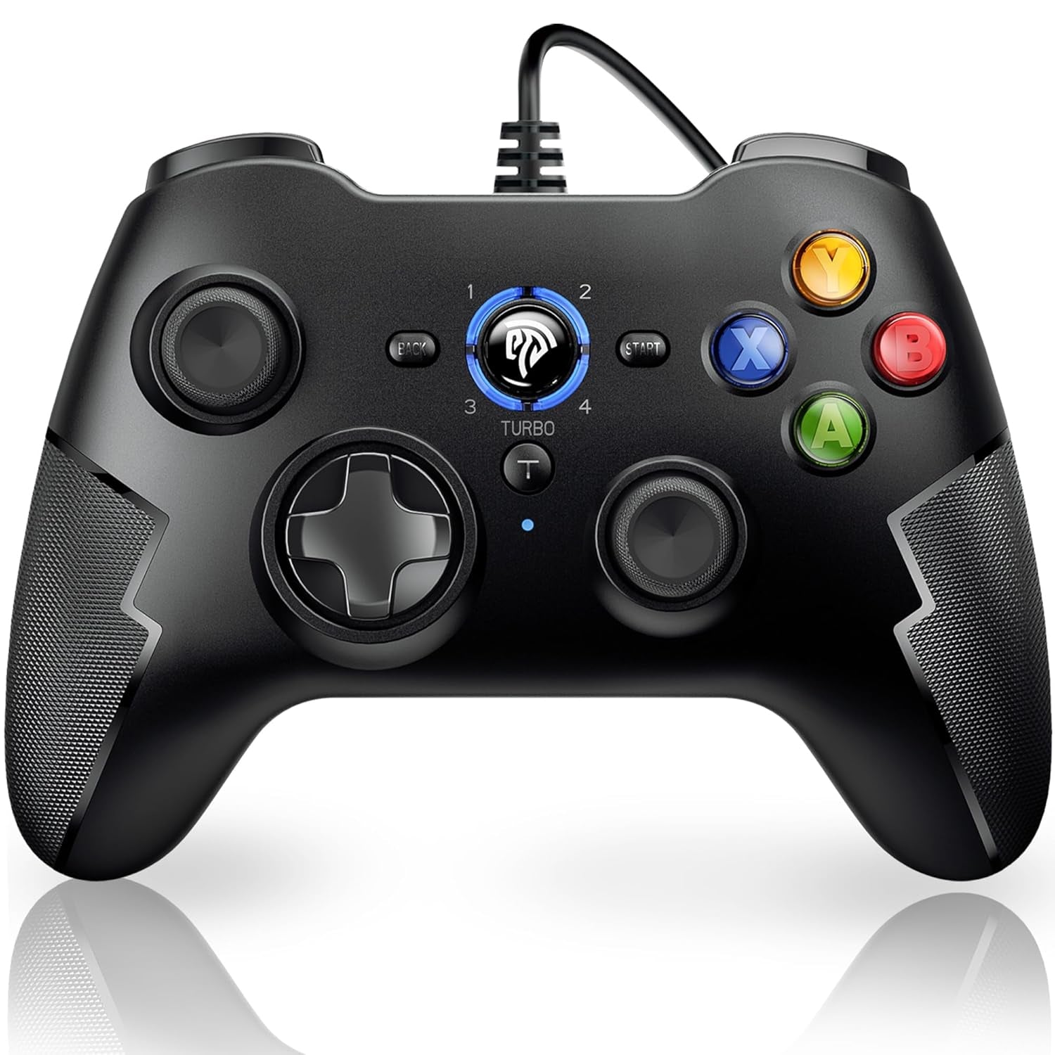 Wired Gaming Controller,Pc Game Controller Joystick with Dual-Vibration Turbo and Trigger Buttons for Windows PC/ PS3/ Android TV Box/Tesla(Black)