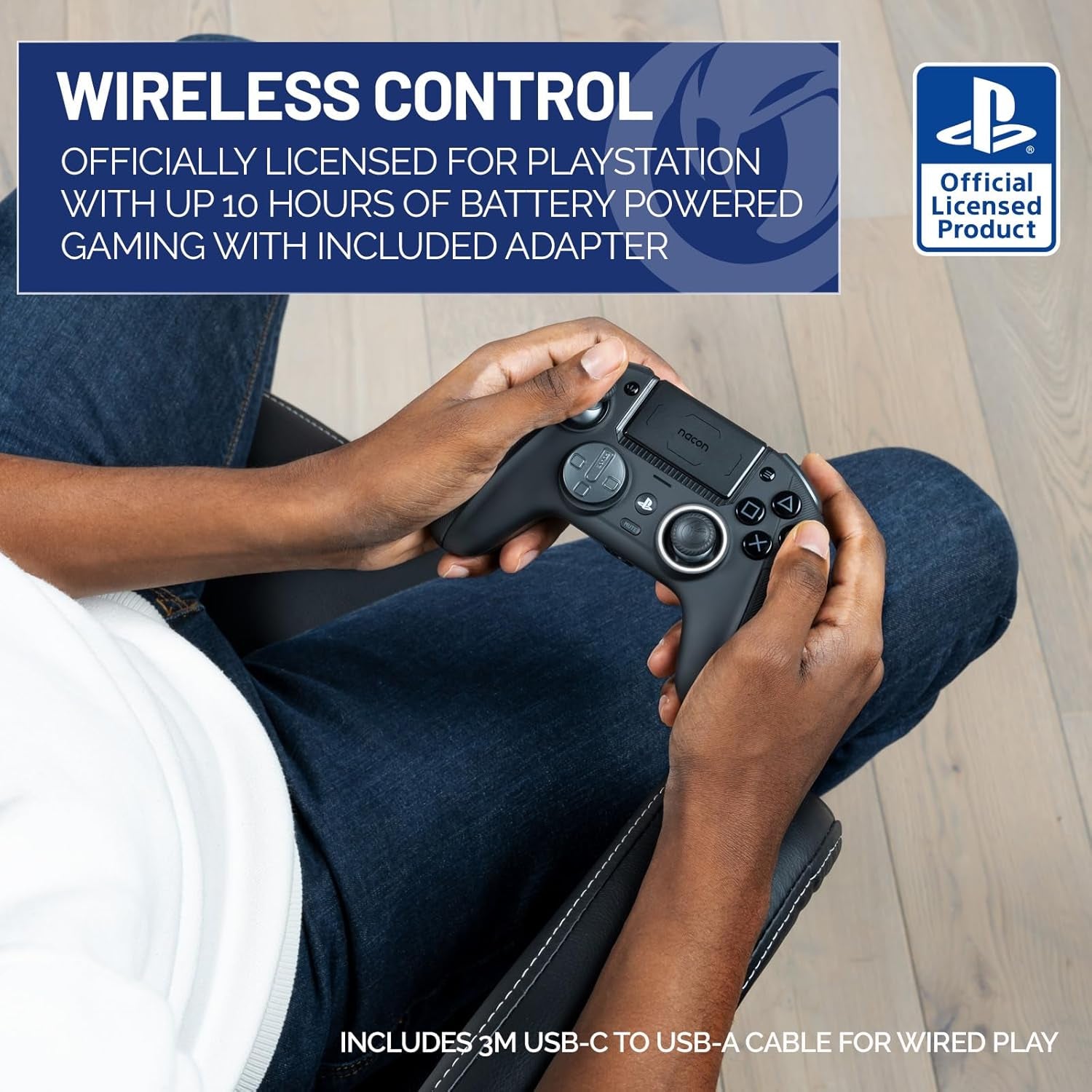 Revolution 5 Pro Officially Licensed Playstation Wireless Gaming Controller for PS5 / PS4 / PC - Hall Effect, Trigger Stops, Mappable Buttons, Bluetooth Audio - Triple Black