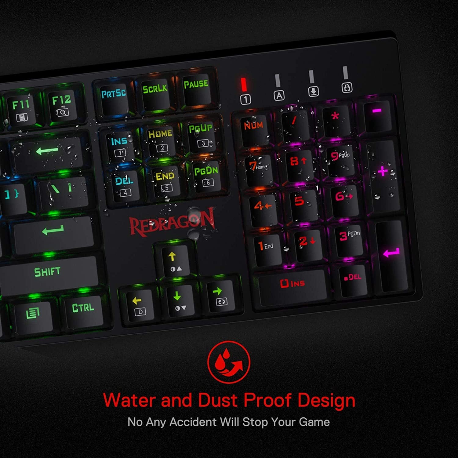 K582 RGB Mechanical Gaming Keyboard, 100% 104 Keys Standard Layout Gaming Keyboard with Double-Shot ABS Keycaps, Dynamic 16.8M RGB Backlit & Linear Red Switch, Redefine Software Supported