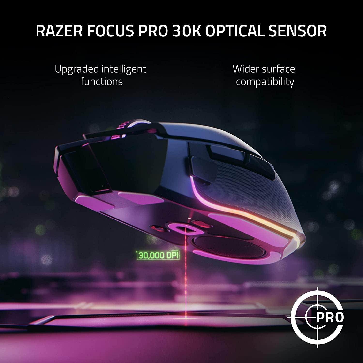 Basilisk V3 Pro Customizable Wireless Gaming Mouse: Fast Optical Switches Gen-3 - Hyperscroll Tilt Wheel - Chroma RGB - 11 Programmable Buttons - Focus Pro 30K Optical Sensor - White