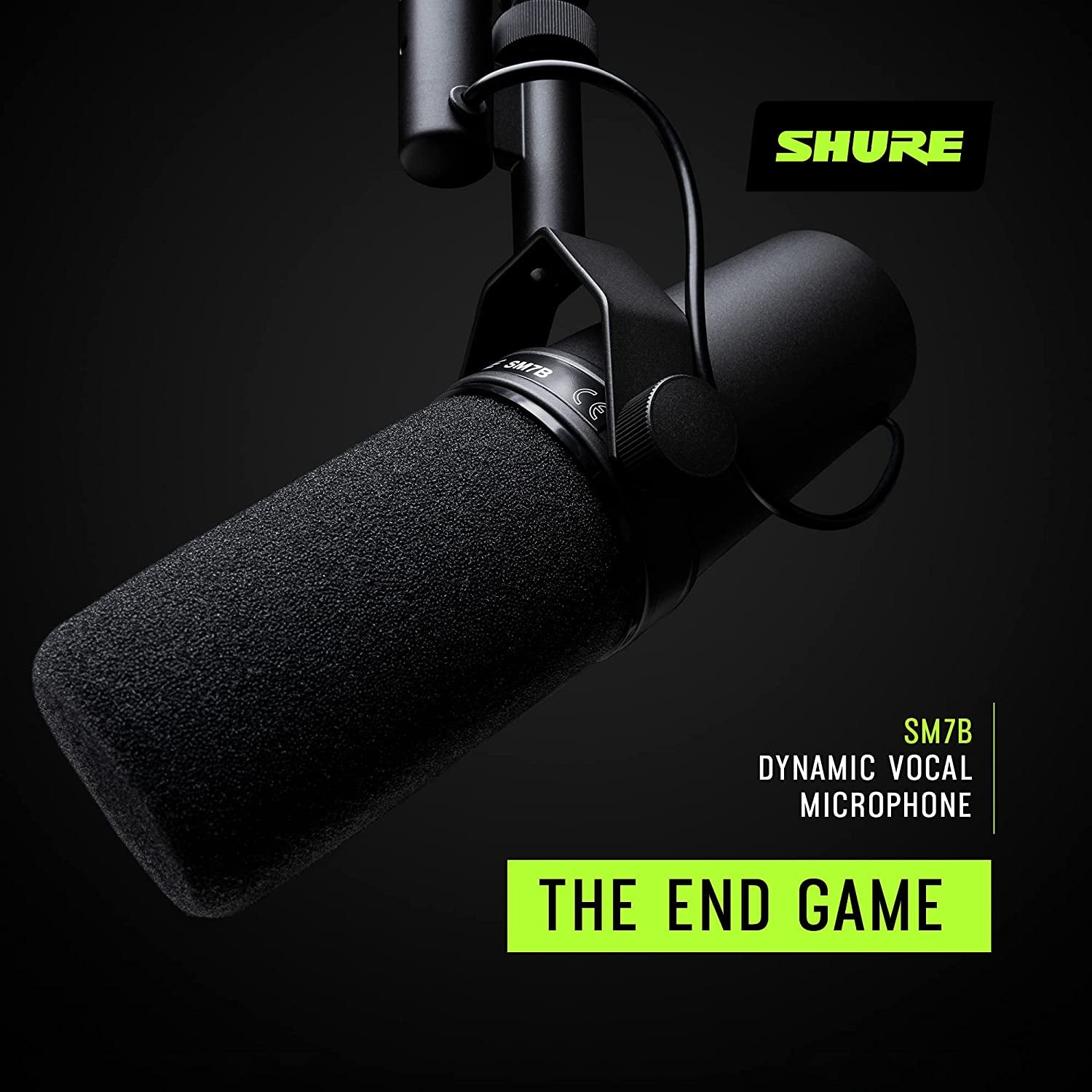 SM7B Microphone - Vocal Dynamic Studio Mic for Broadcast, Podcast, Recording, Gaming & Streaming, XLR, Rugged Construction, Detachable Windscreen, Smooth Sound, Warm Vocals, Wide-Range Frequency