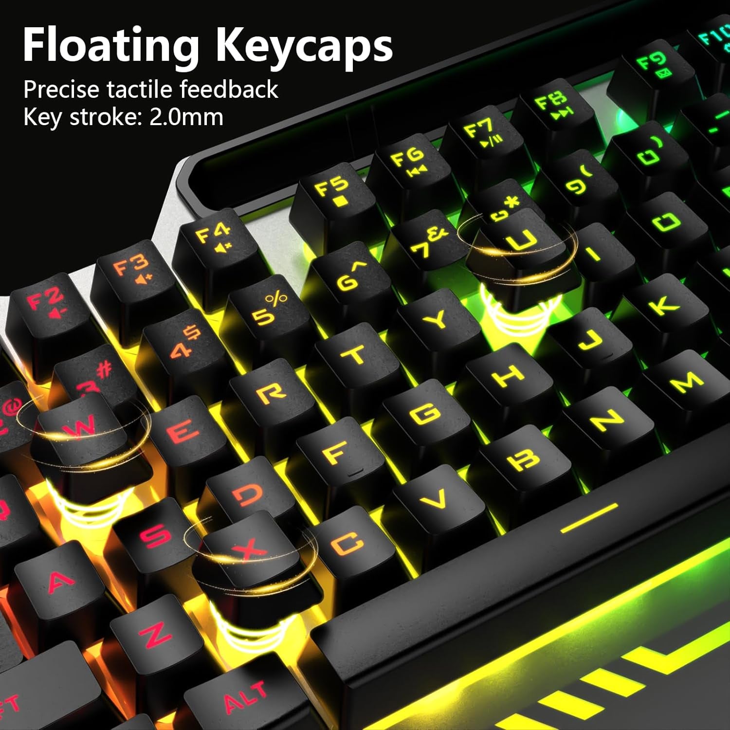 Keyboard, T102 104 Keys Gaming Keyboard and Mouse Combo with RGB Backlit Number Pad, All-Metal Panel Waterproof Light up PC Keyboard, USB Wired Computer Keyboards Gaming for MAC Xbox PC Gamer