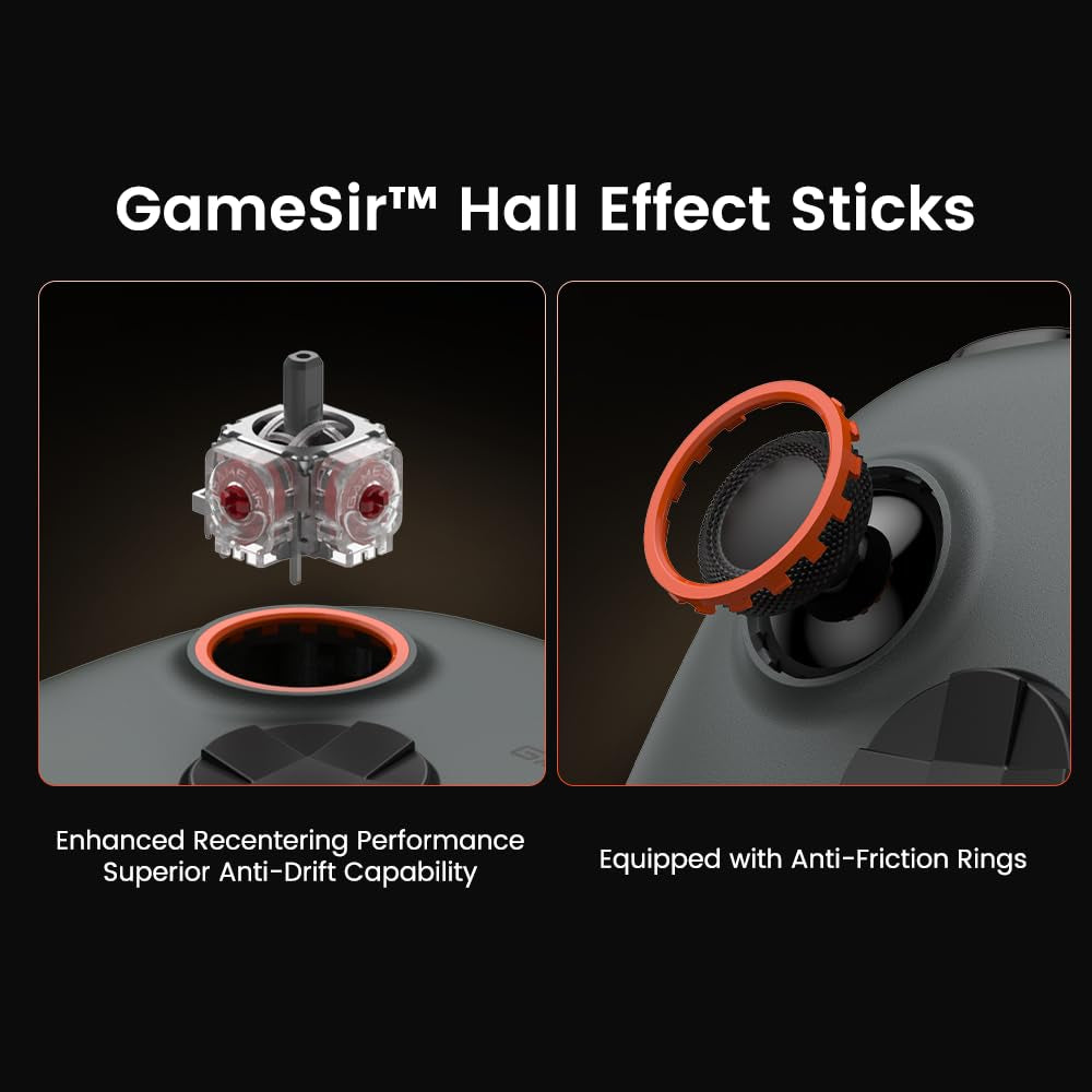 Nova 2 Lite Wireless PC Controller with Hall Effect Joysticks & Triggers, 2.4G & Wired 1000Hz Polling Rate, Remappable Buttons - Compatible with Pc/Switch/Steam/Android (Grey)
