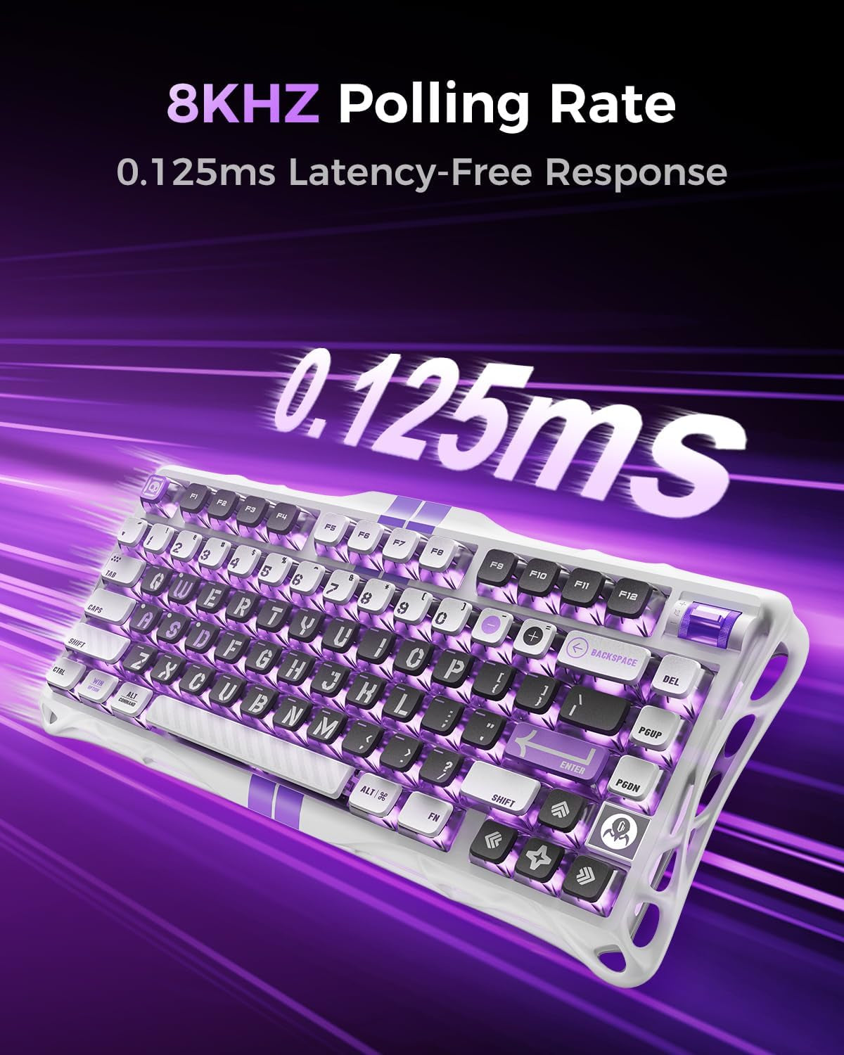 Mercury V75 HE Keyboard – 75% Hall‑Effect Magnetic‑Switch Gaming Keyboard, 79‑Key, 8000 Hz Polling, 0.005RT, Wired USB-C, RGB Backlit, Adjustable Actuation, Semi‑Aluminum Chassis -Mecha Gray