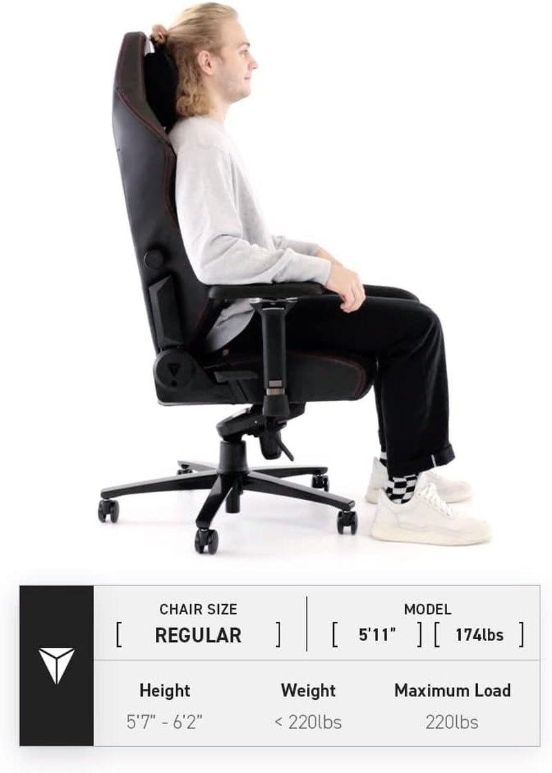 Titan Evo Black Gaming Chair - Reclining, Ergonomic & Comfortable Computer Chair with 4D Armrests, Magnetic Head Pillow & 4-Way Lumbar Support - Black - Leatherette