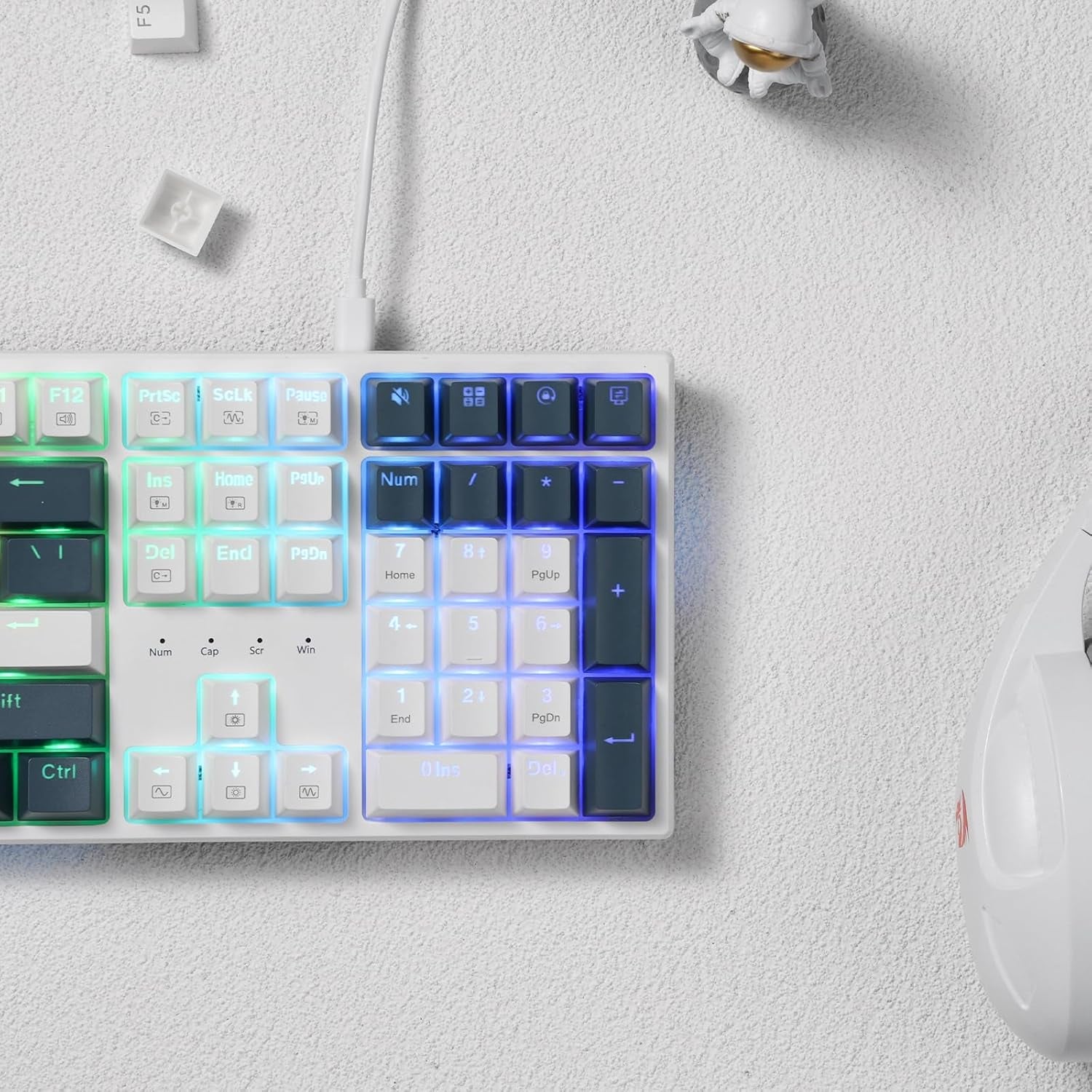 K668 RGB Gaming Keyboard, 108 Keys Wired Mechanical Keyboard W/Extra 4 Hotkeys, Sound Absorbing Foams, Upgraded Hot-Swappable Socket, Mixed Color Keycaps X 2 Sets, Red Switch