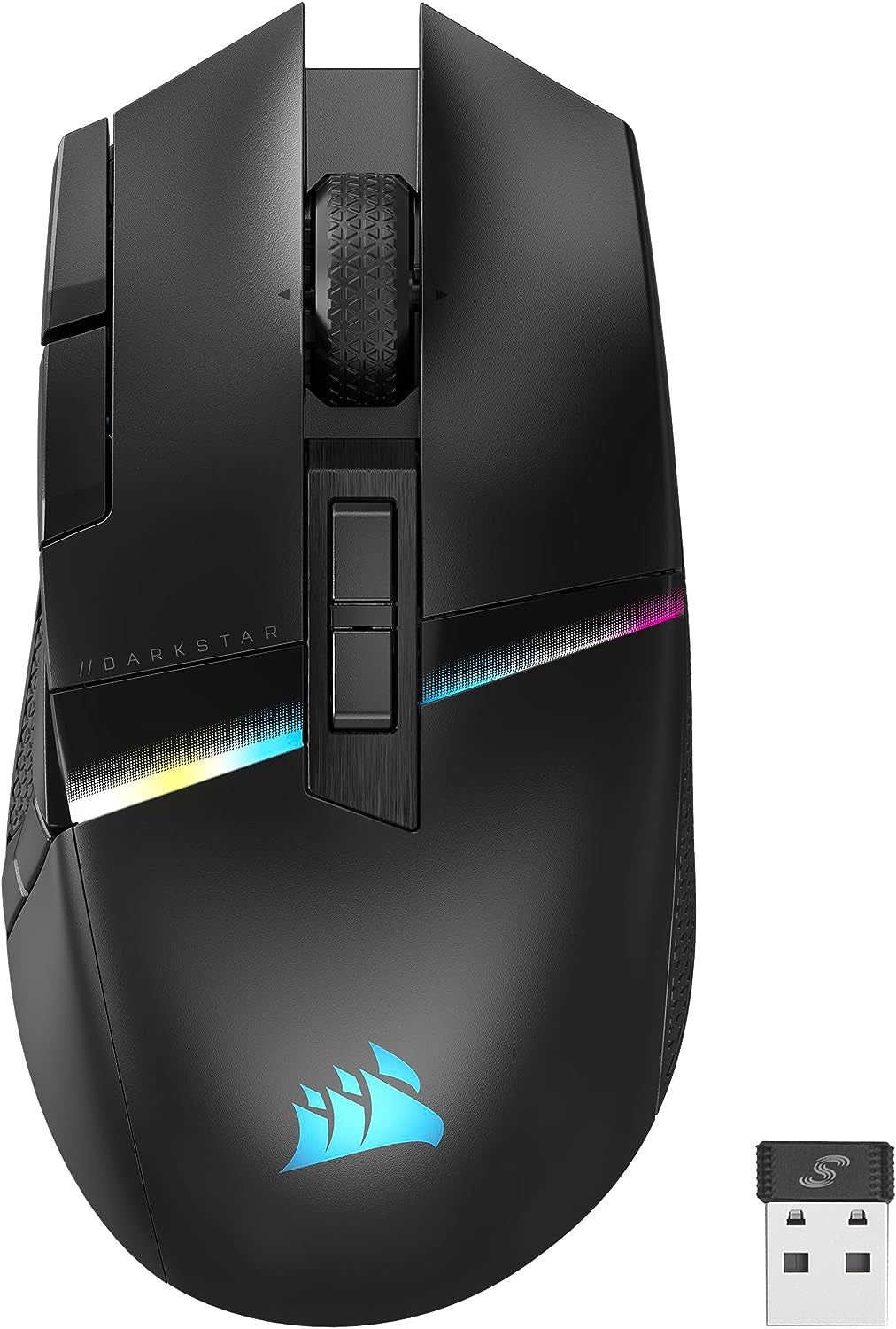 DARKSTAR RGB Wireless Gaming Mouse for MMO, MOBA - 26,000 DPI - 15 Programmable Buttons - up to 80Hrs Battery - Icue Compatible - Black