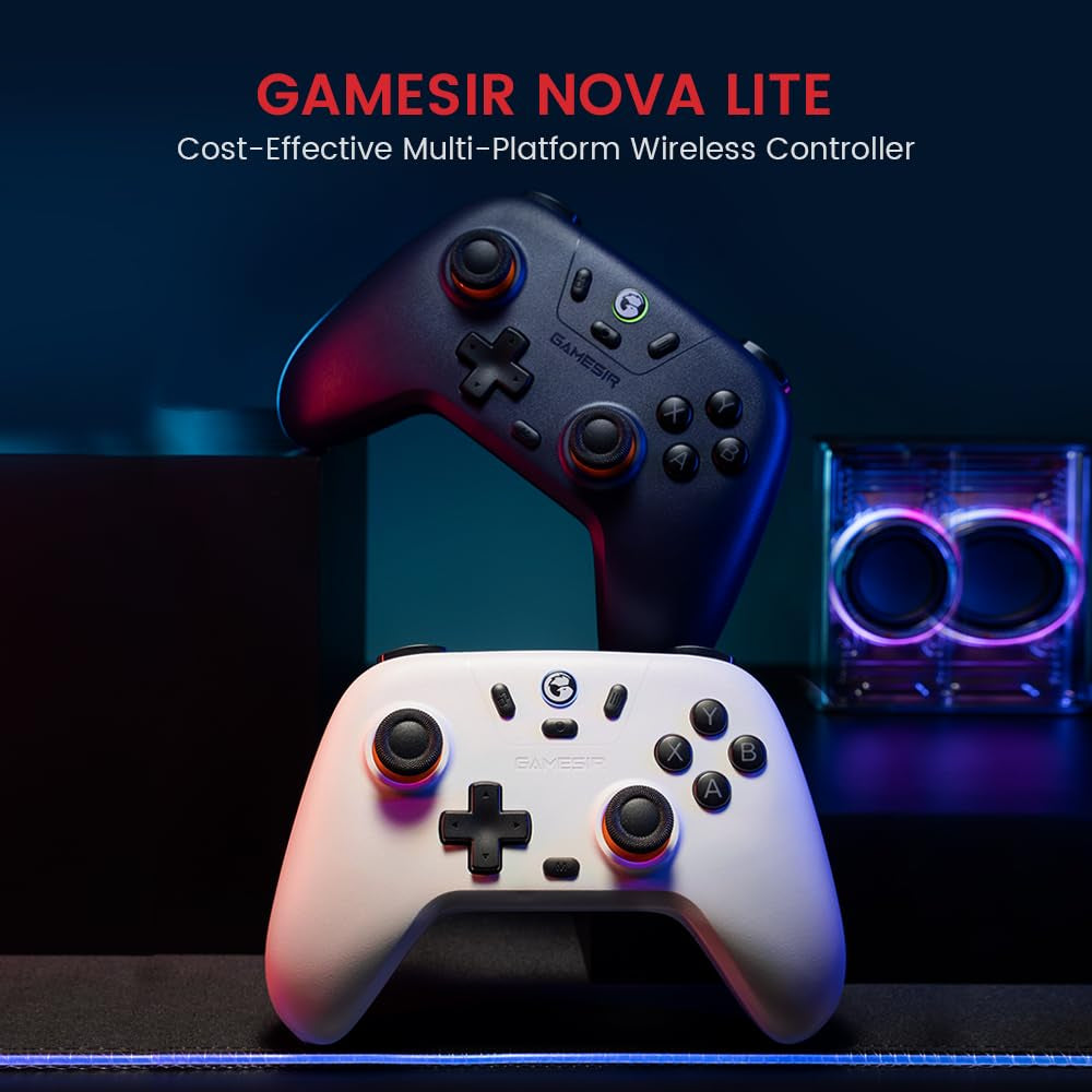 Nova Lite 2.4G Wireless Controller for Windows PC, Iphone, Android, Switch & Steam Deck, Bluetooth Controller Gamepad with Hall Effect Trigger,Turbo,Rumble Vibration(White)