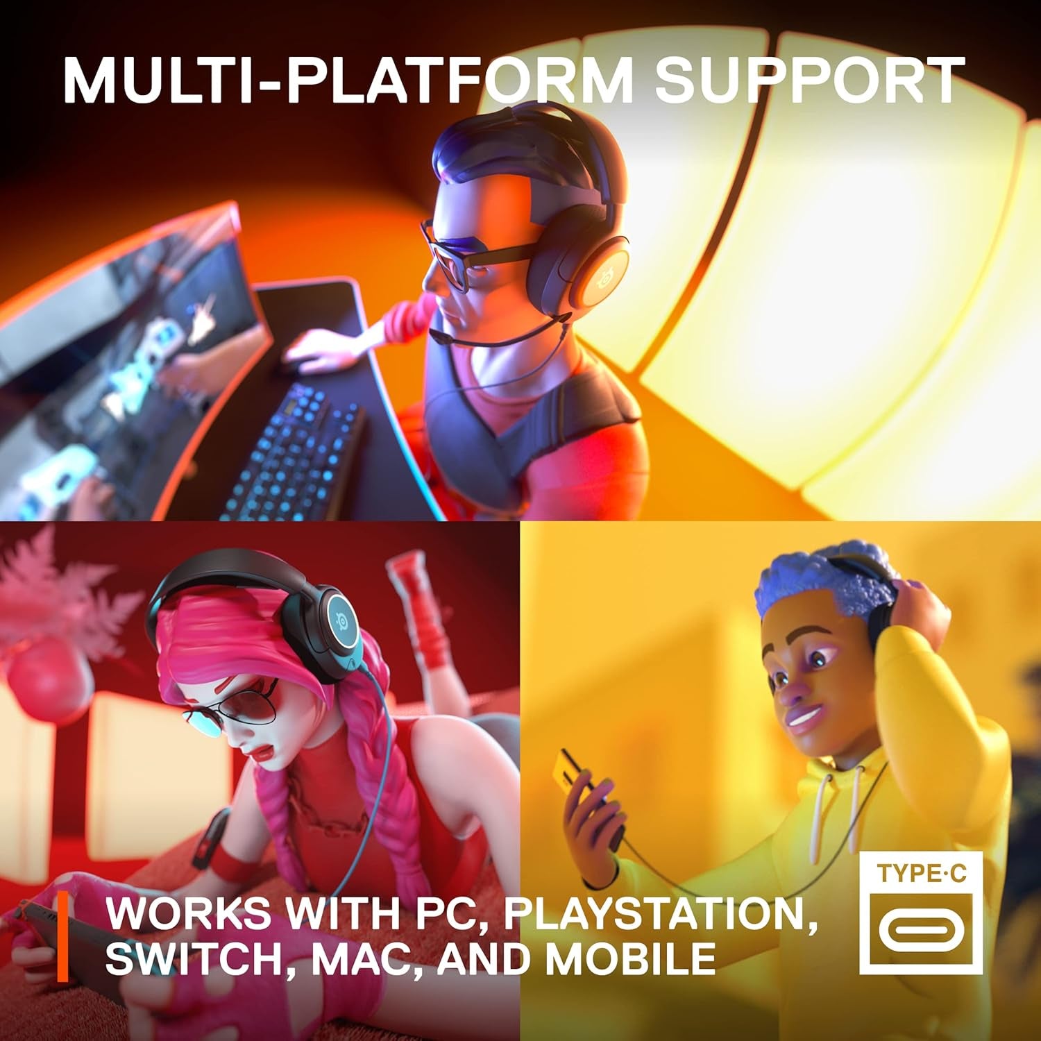 New Arctis Nova 3 Multi-Platform Gaming Headset - Signature Arctis Sound - Clearcast Gen 2 Mic - PC, PS5/PS4, Xbox Series X|S, Switch, Mobile,Black