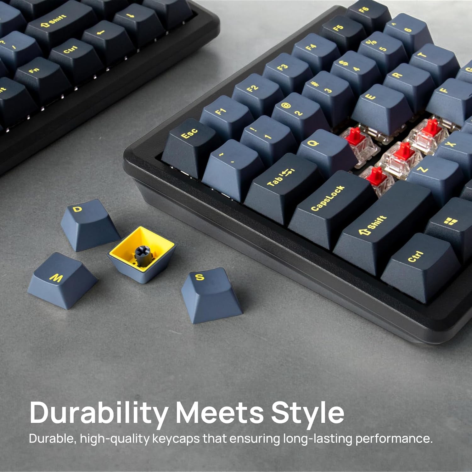 MD770 RGB BT5.0 Glaze Blue TKL Ergonomic Mechanical Keyboard, 75% Split Layout, Cherry MX, PBT Doubleshot Keycap, Mac/Windows OS Compatible (Cherry Blue)