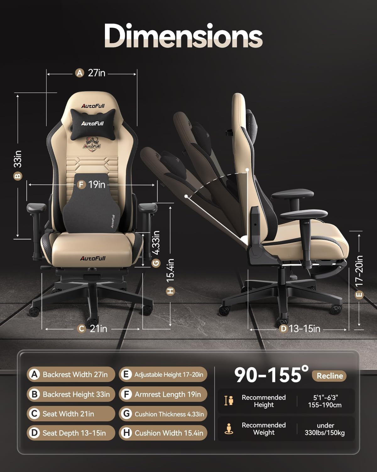 C3 Gaming Chair, Racing Style Gaming Chair with Ergonomic Lumbar Support,Adjustable High Back PU Leather PC Chair with Footrest,Brown