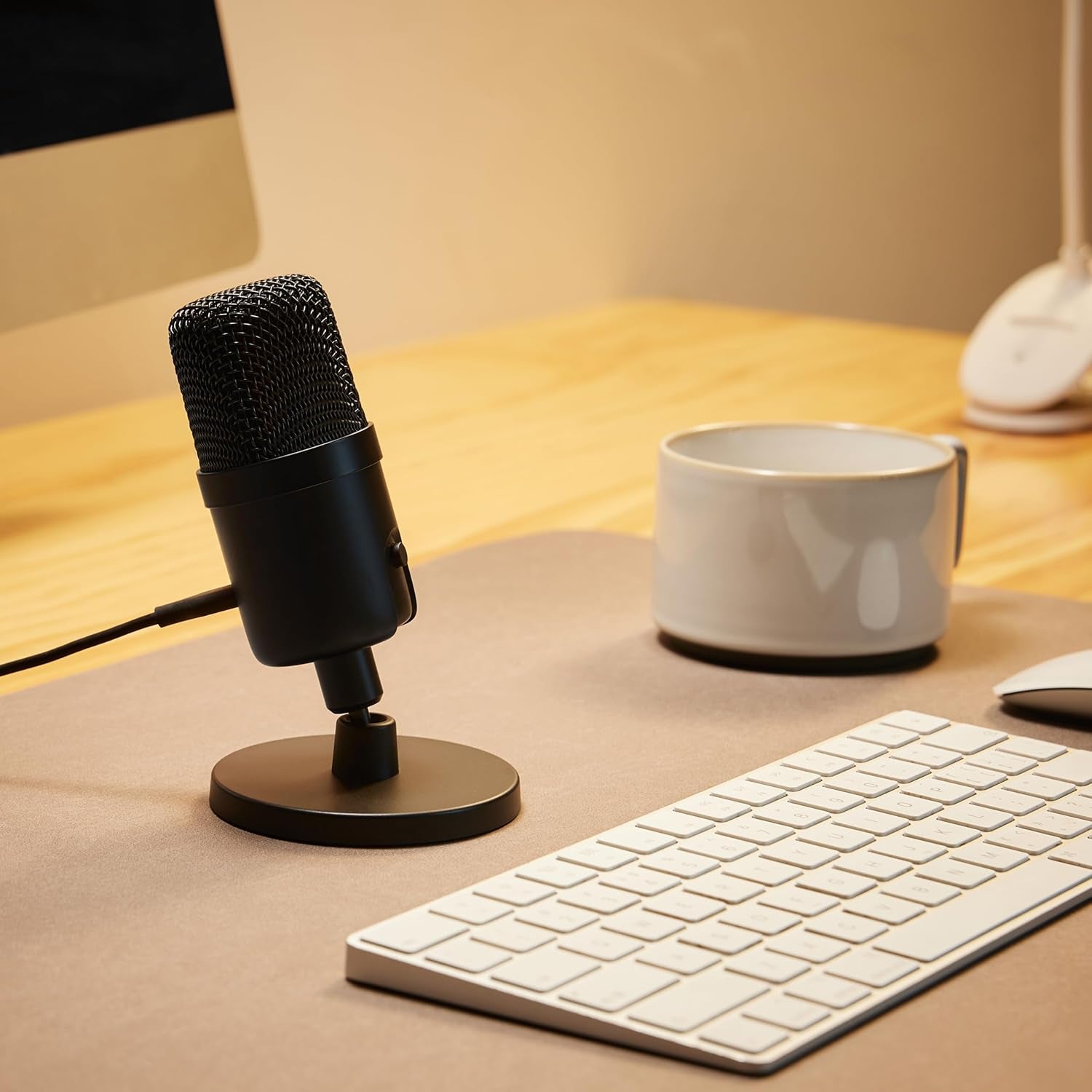 USB Condenser Microphone for Streaming, Recording, and Podcasting on PC, Plug and Play, Cardioid Pickup, Adjustable Stand with 360° Rotation, 5.8 X 3.4 Inches, Black