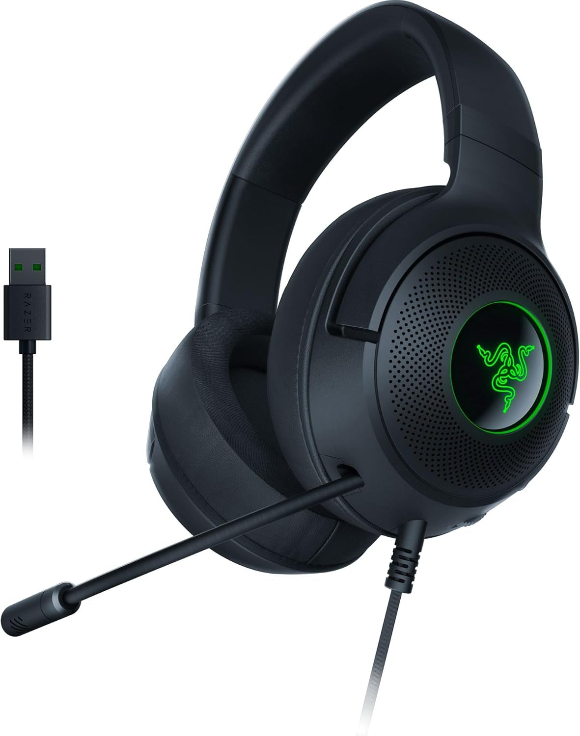 Kraken V3 X Wired USB Gaming Headset: Lightweight Build - Triforce 40Mm Drivers - Hyperclear Cardioid Mic - 7.1 Surround Sound - Chroma RGB Lighting - Black