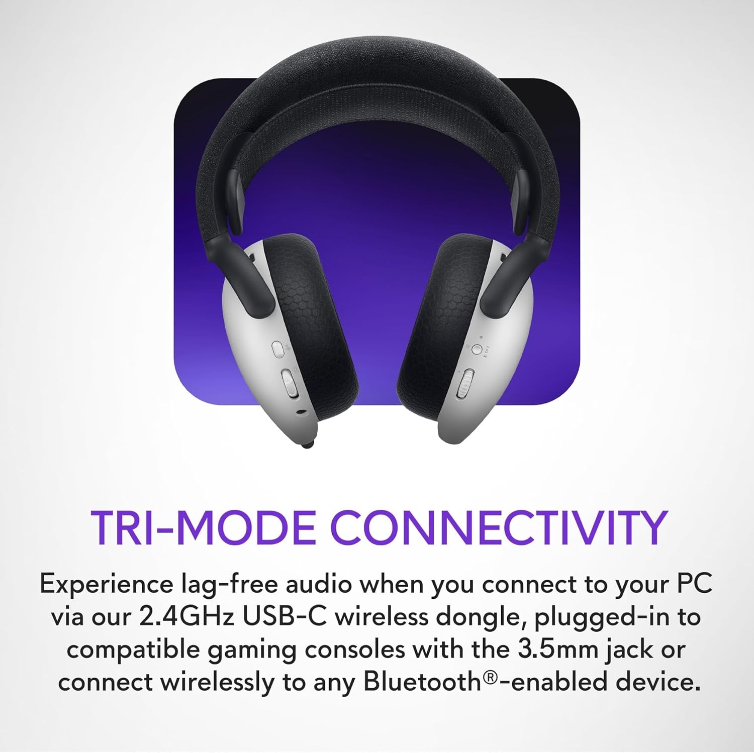 Tri-Mode Wireless Gaming Headset AW725H - Wired/Wireless, Bluetooth 5.3, Audio Output - 20 Hz, Mini-Phone (3.5Mm), Battery Talk Time up to 55 Hrs (Bluetooth), Lunar Light