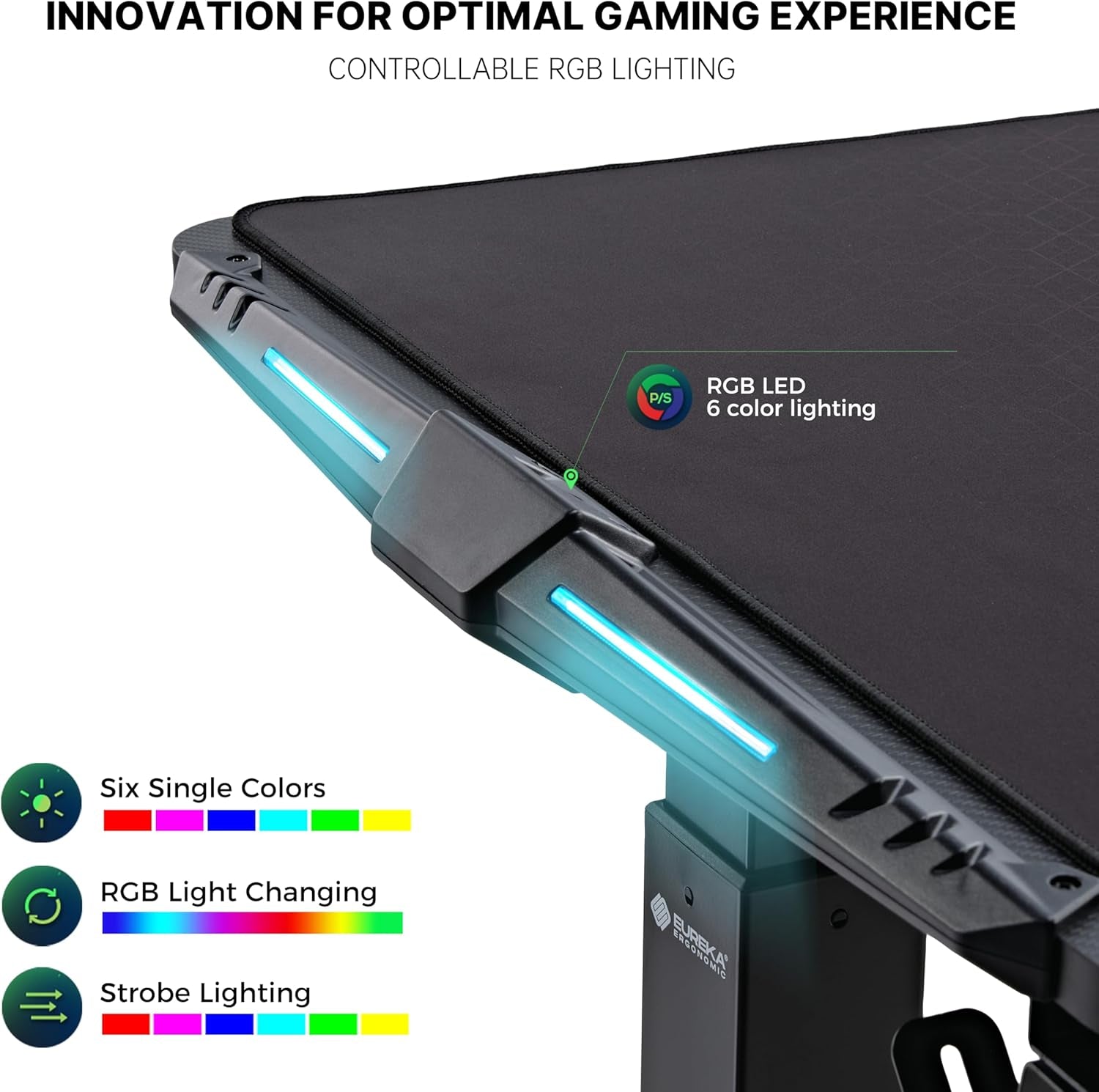 65 Inch Electric Height Adjustable Gaming Desk Standing Desk, Large Computer Table with RGB LED Lights and Extended Gaming Mouse Mat for Gaming and Home Office,Black