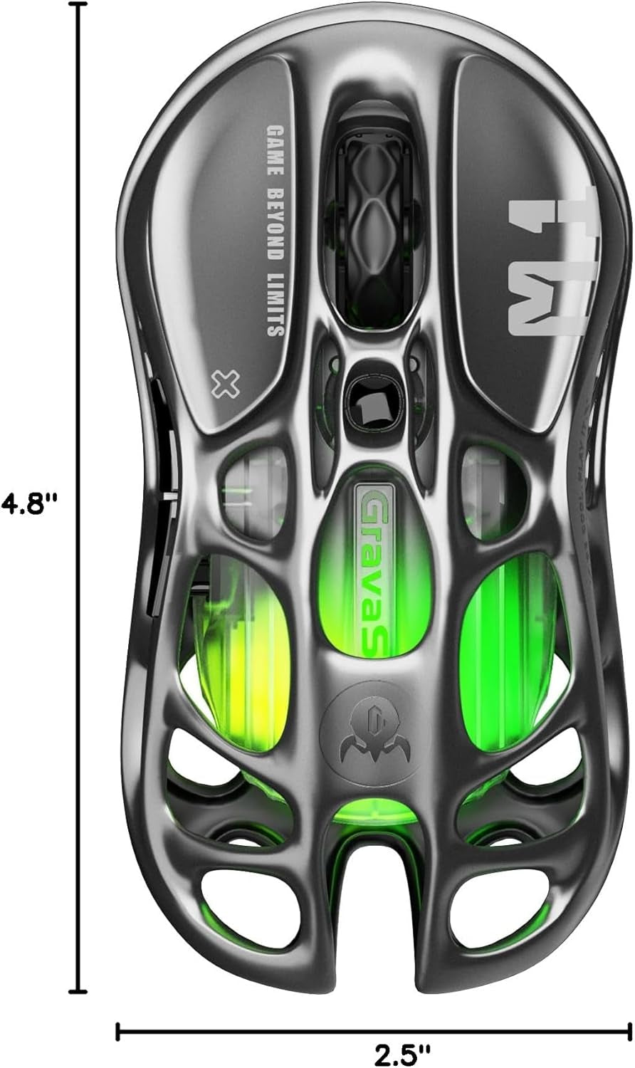 Wireless Gaming Mice Mercury M1 Pro, Lightweight Magnesium Alloy Gaming Mouse, 26,000 DPI, PAW3395DM Sensor, Tri Mode Connection, Support 4K, up to 200 Hours Battery Life