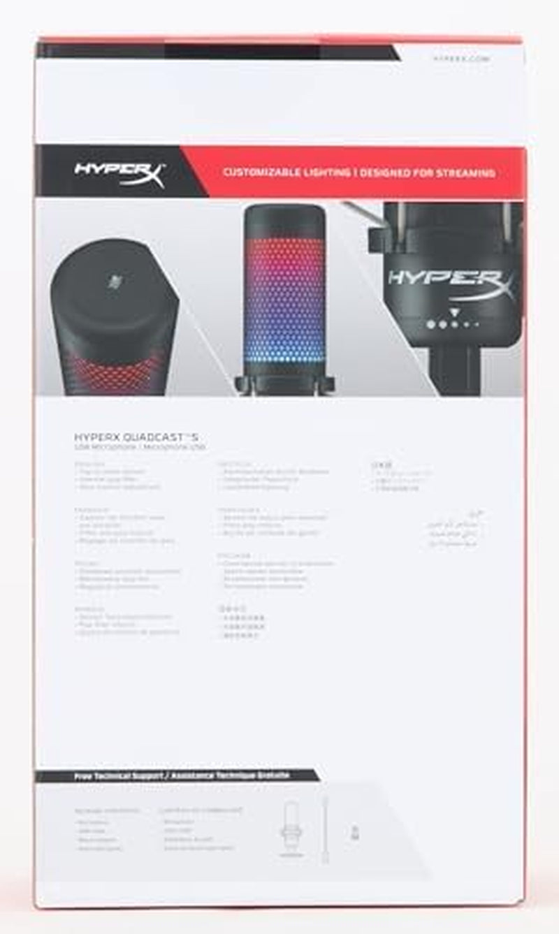 Quadcast S – RGB USB Condenser Microphone for PC, PS4, PS5 and Mac, Anti-Vibration Shock Mount, 4 Polar Patterns, Pop Filter, Gain Control, Gaming, Streaming, Podcasts, Twitch, Youtube, Discord