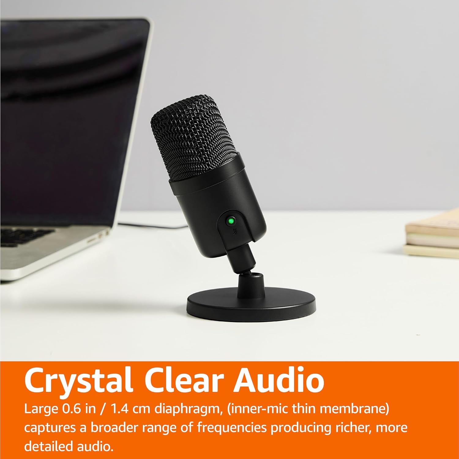 USB Condenser Microphone for Streaming, Recording, and Podcasting on PC, Plug and Play, Cardioid Pickup, Adjustable Stand with 360° Rotation, 5.8 X 3.4 Inches, Black