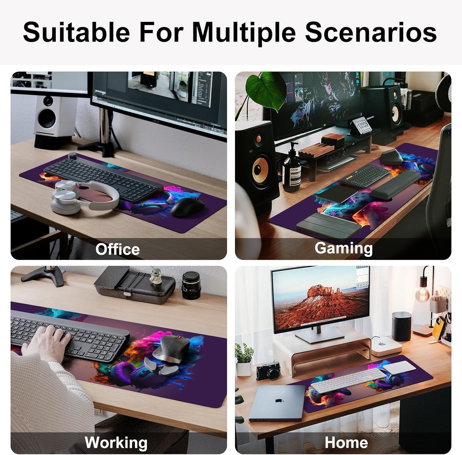 Mouse Pad - Gaming Mousepad 31.5 X 11.8In Large Mouse Pad for Keyboard and Mouse with Anti-Slip Rubber Base, Keyboard Pad XL Mouse Mat for Home and Office(Game-D)