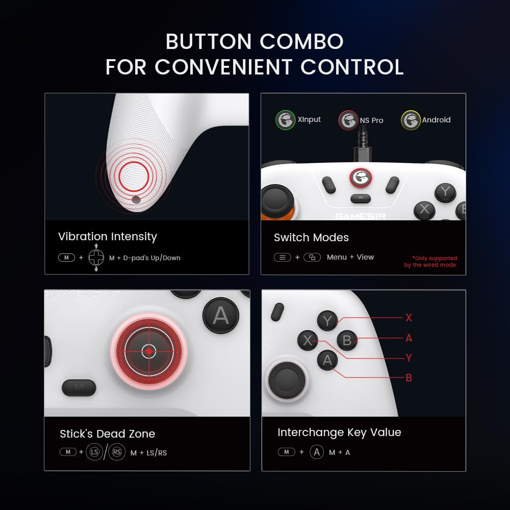 Nova Lite 2.4G Wireless Controller for Windows PC, Iphone, Android, Switch & Steam Deck, Bluetooth Controller Gamepad with Hall Effect Trigger,Turbo,Rumble Vibration(White)