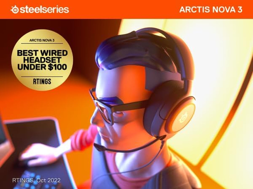 New Arctis Nova 3 Multi-Platform Gaming Headset - Signature Arctis Sound - Clearcast Gen 2 Mic - PC, PS5/PS4, Xbox Series X|S, Switch, Mobile,Black