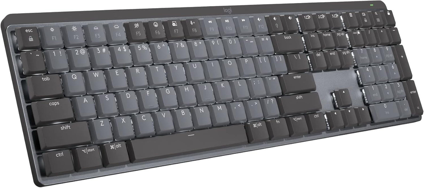 MX Mechanical Wireless Illuminated Performance Keyboard, Tactile Quiet Switches, Backlit Keys, Bluetooth, USB-C, Macos, Windows, Linux, Ios, Android, Metal, ‎Graphite